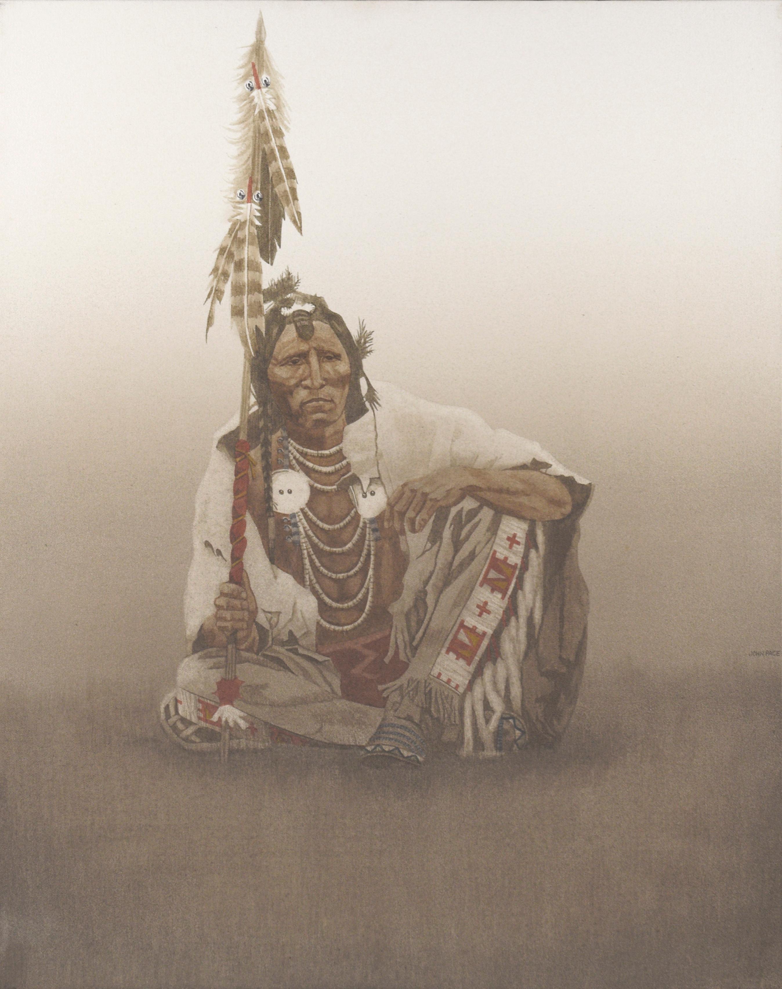 Seated Elder, Native American Figural Portrait by John Pace - Painting by John Nicholas Pace