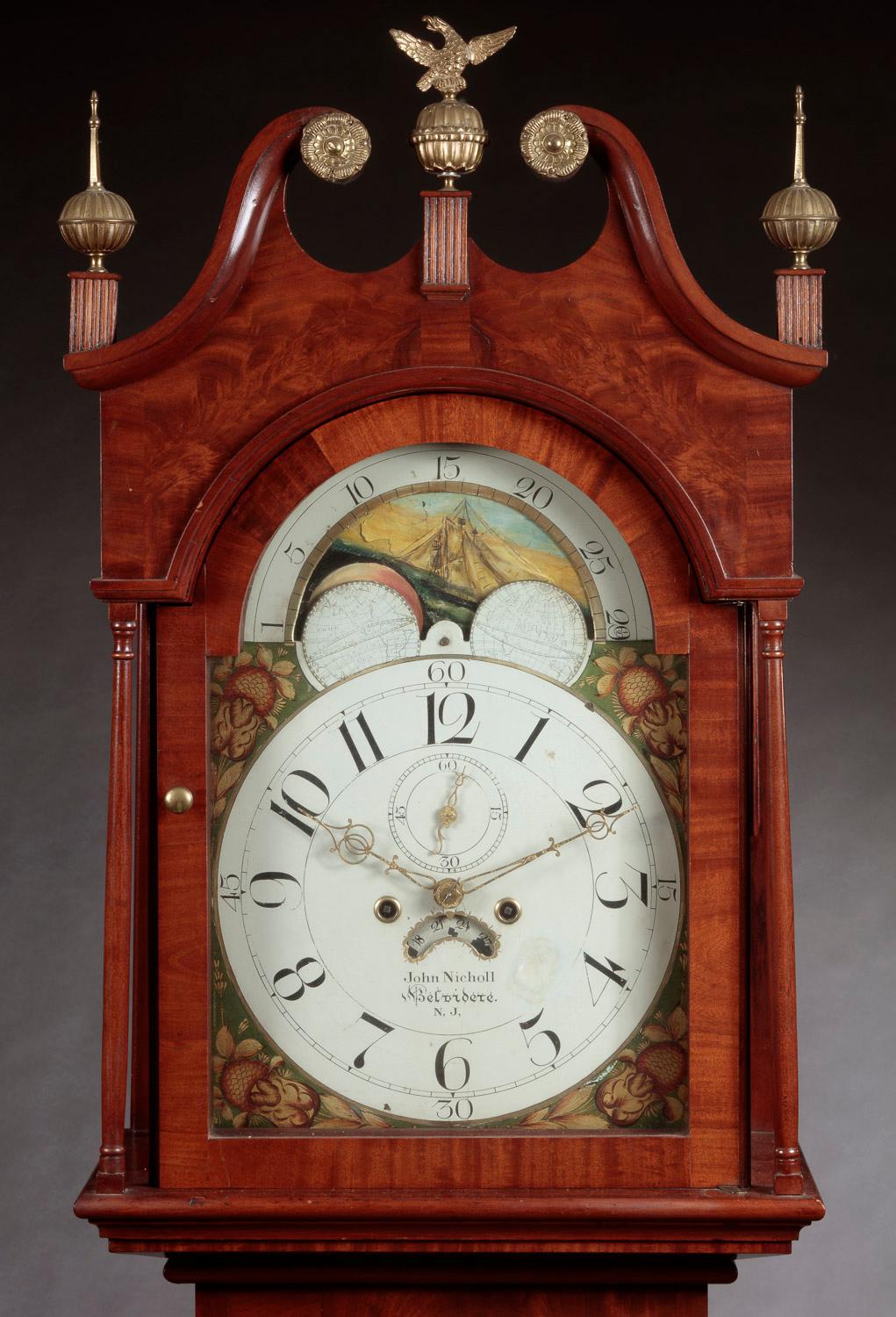 Américain Horloge fédérale à grand boîtier de John Nicholl en vente