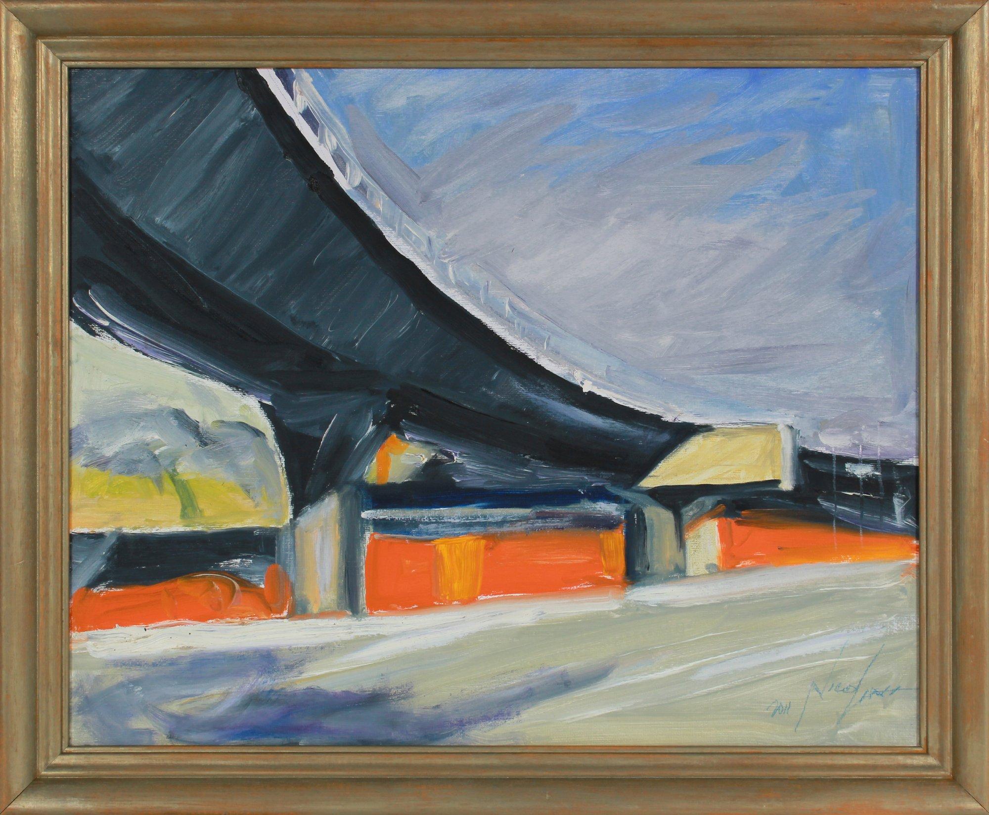 John Nicolini Landscape Painting - Expressionist California Freeway Scene 2011 Oil Painting