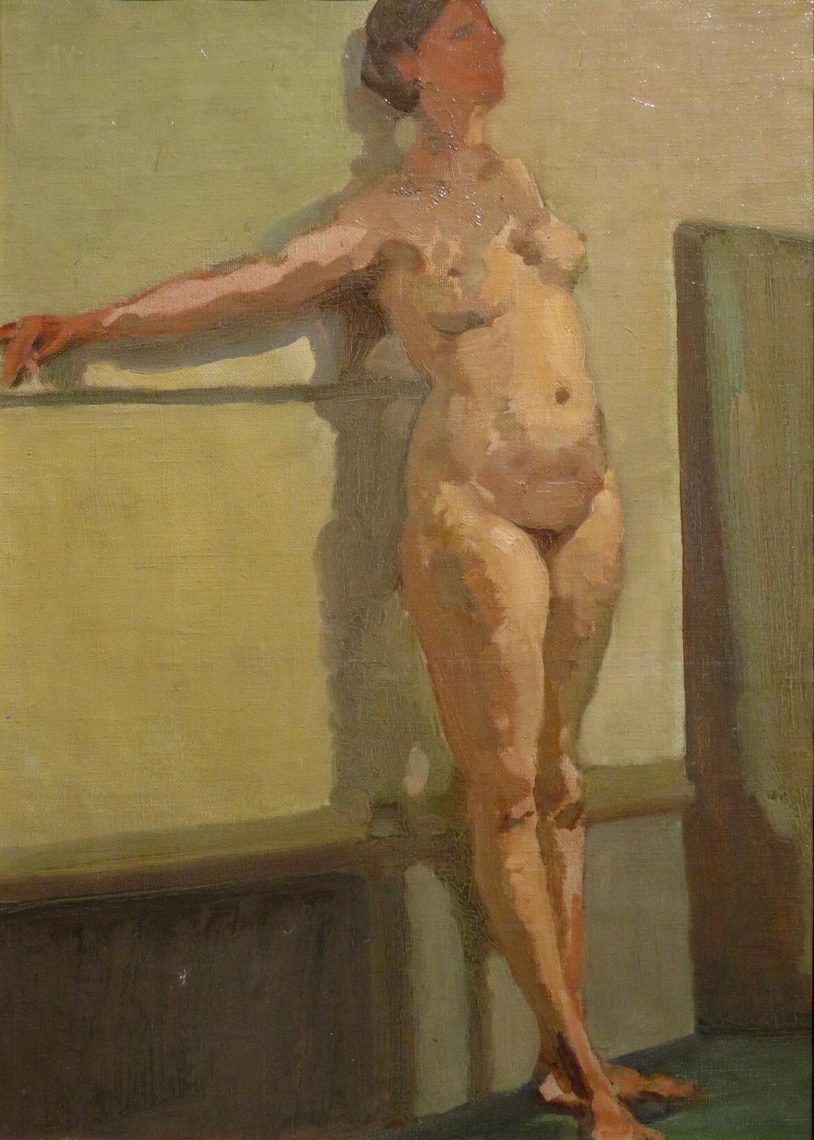 John Nicolson RBA (1891-1951) INGLÉS 1930s óleo RETRATO FEMENINO DESNUDO en venta 1
