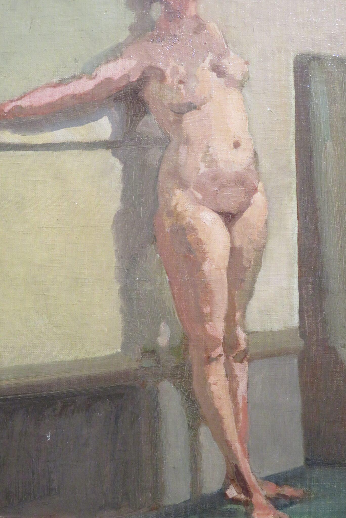 John Nicolson RBA (1891-1951) INGLÉS 1930s óleo RETRATO FEMENINO DESNUDO en venta 3