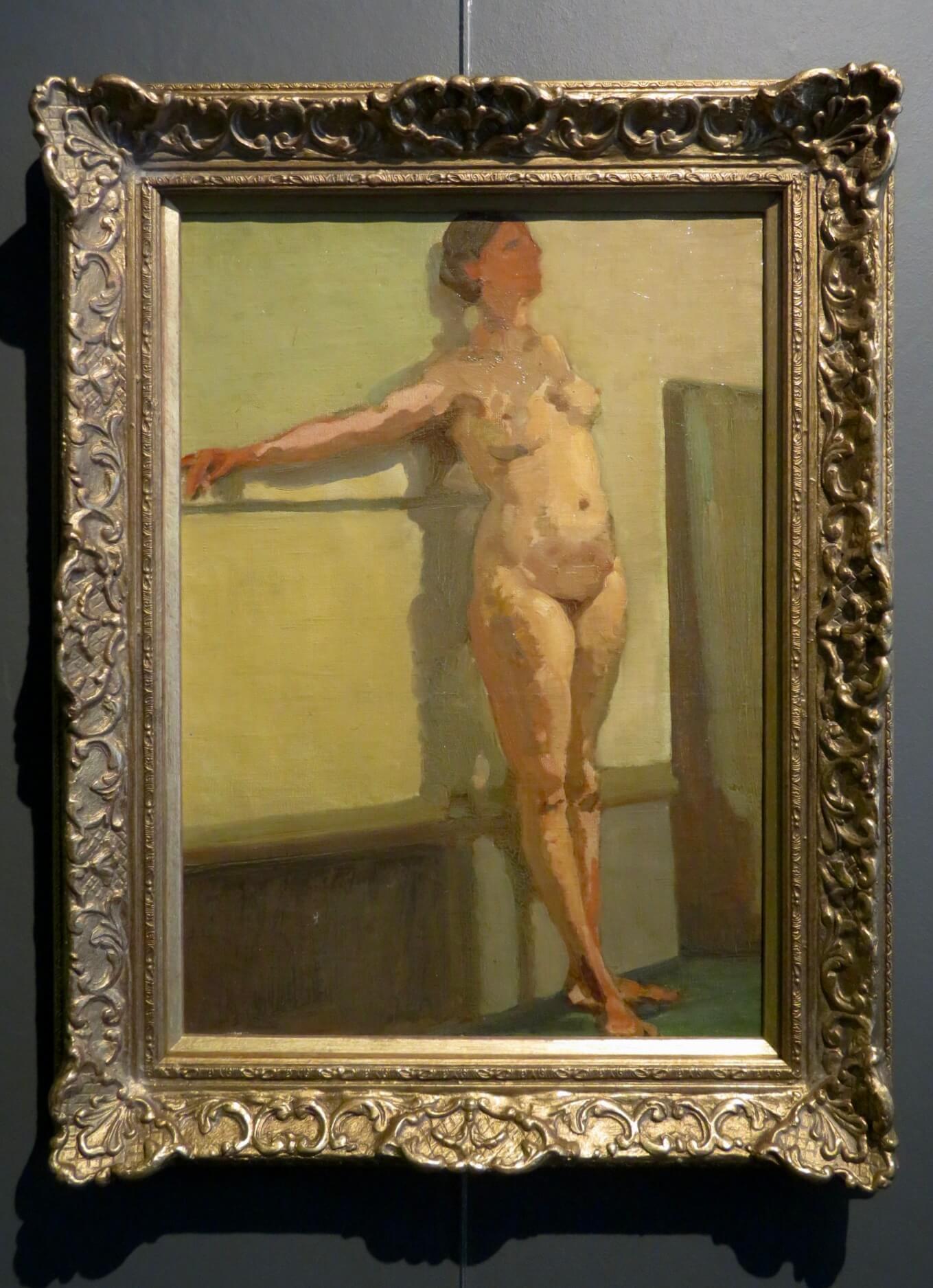 ARTISTA: John Nicolson RBA ARE RSW (1891-1951) Británico
TÍTULO: "Estudio de retrato de desnudo femenino"
MEDIO: óleo sobre lienzo colocado sobre tabla
TAMAÑO: 55cm x 42cm incl.marco 
ESTADO: muy bueno
NOTAS: John Nicolson era hijo del artista Alec