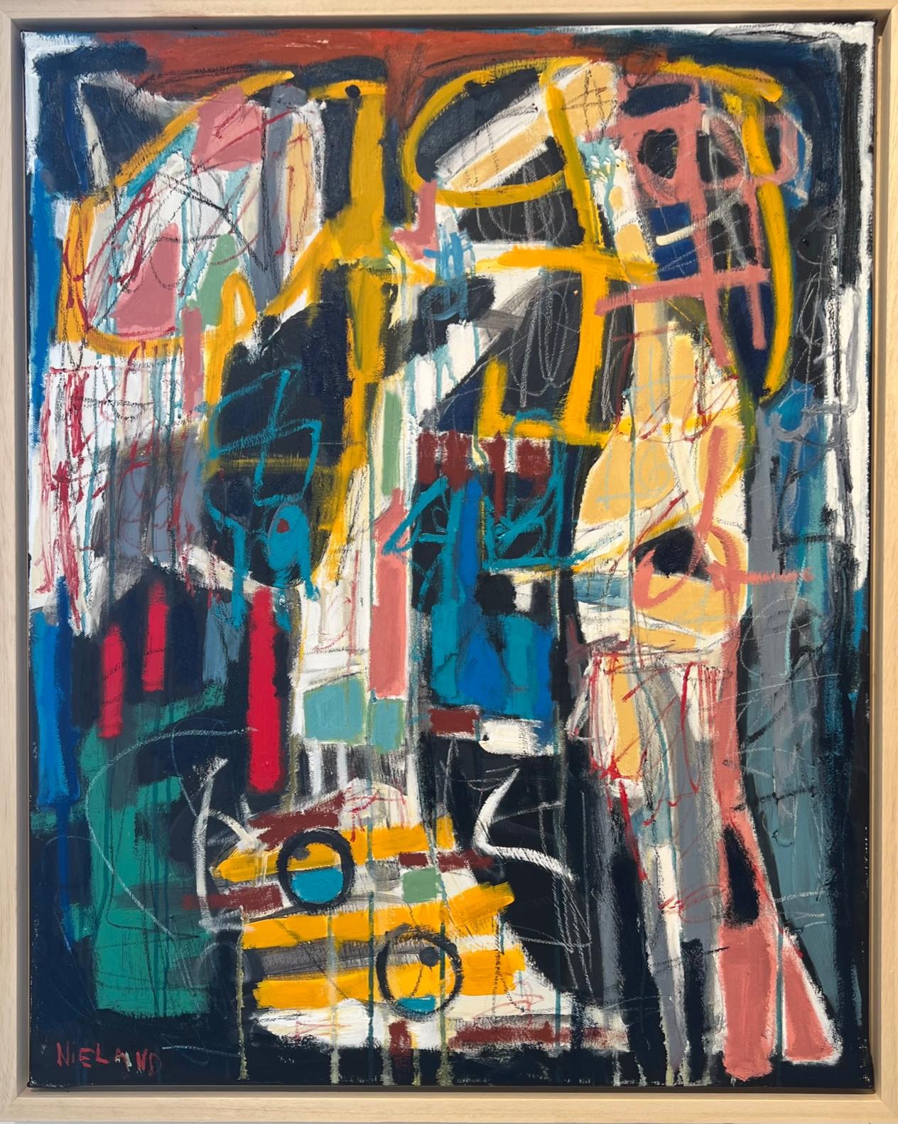 John Nieland Abstract Painting – De Verwondering Amazement Ölgemälde auf Leinwand Abstrakt Bunt Auf Lager