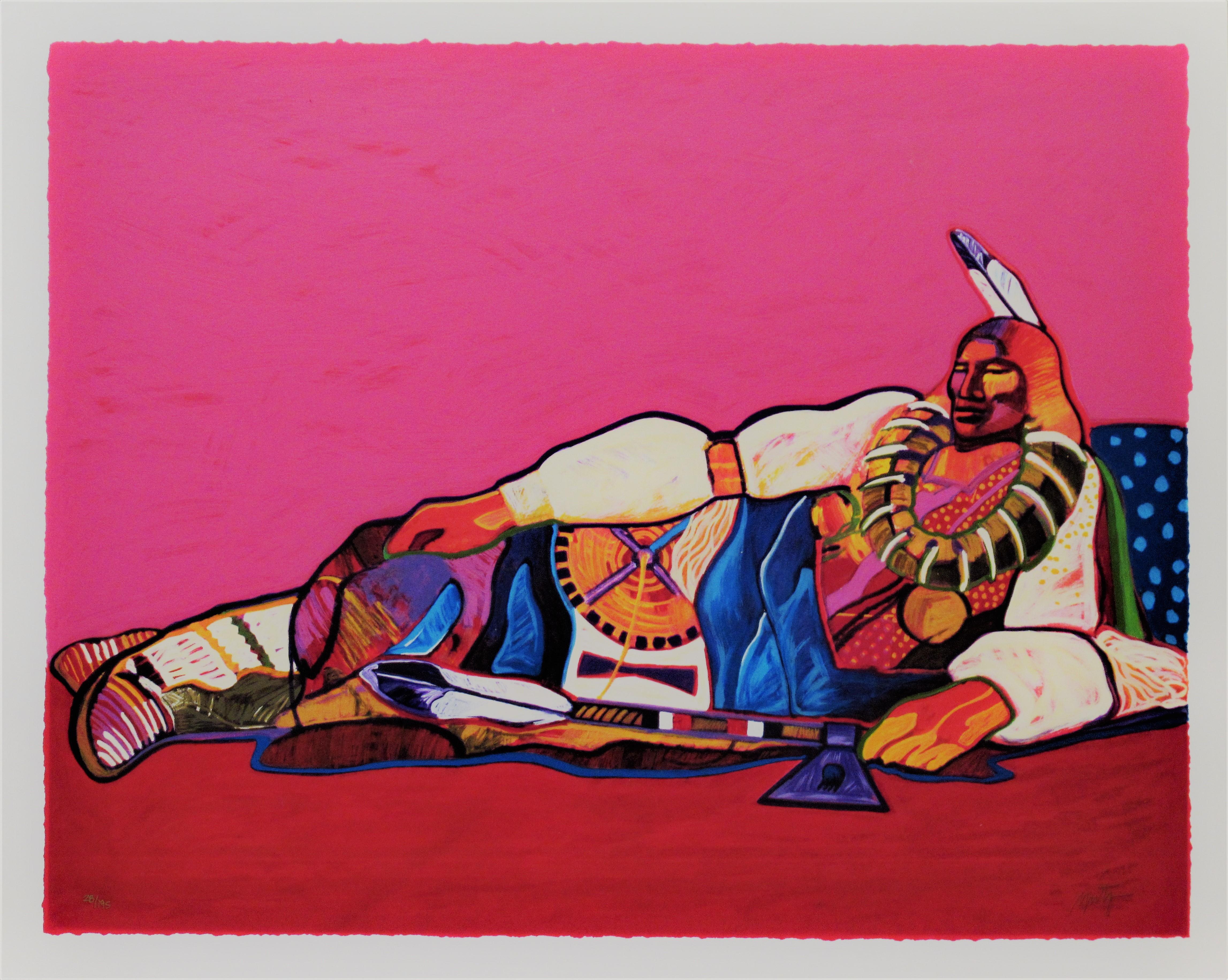 John Nieto Figurative Print -  "Ponca Chief" large original color serigraph