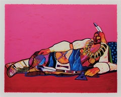 Vintage  "Ponca Chief" large original color serigraph