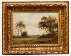 Cercle de John Noble Barlow - Huile du 19e siècle, église de village du Meadow