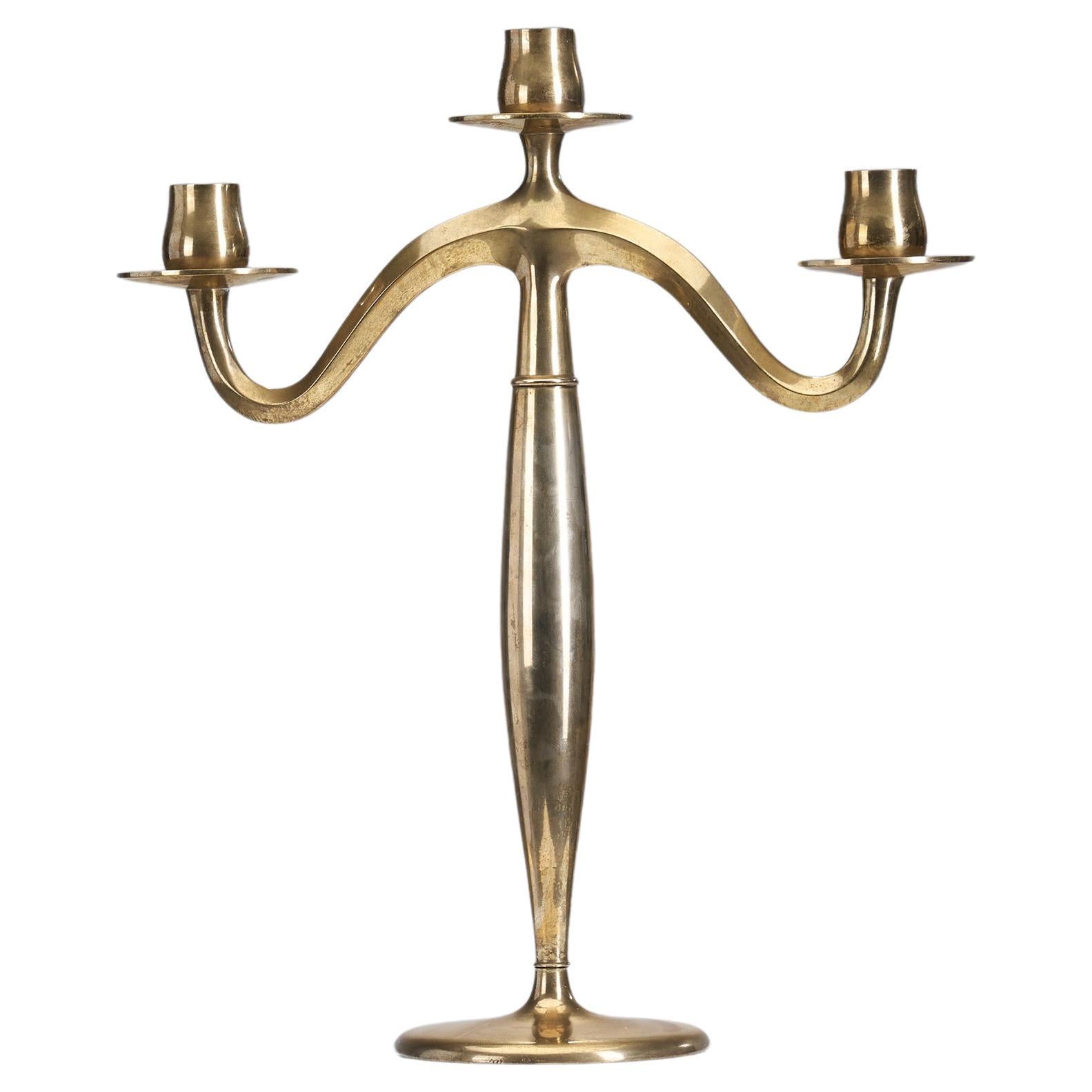 Candelabro John Norelius Dirigold Art Nouveau per AB Alco, Svezia, anni '20