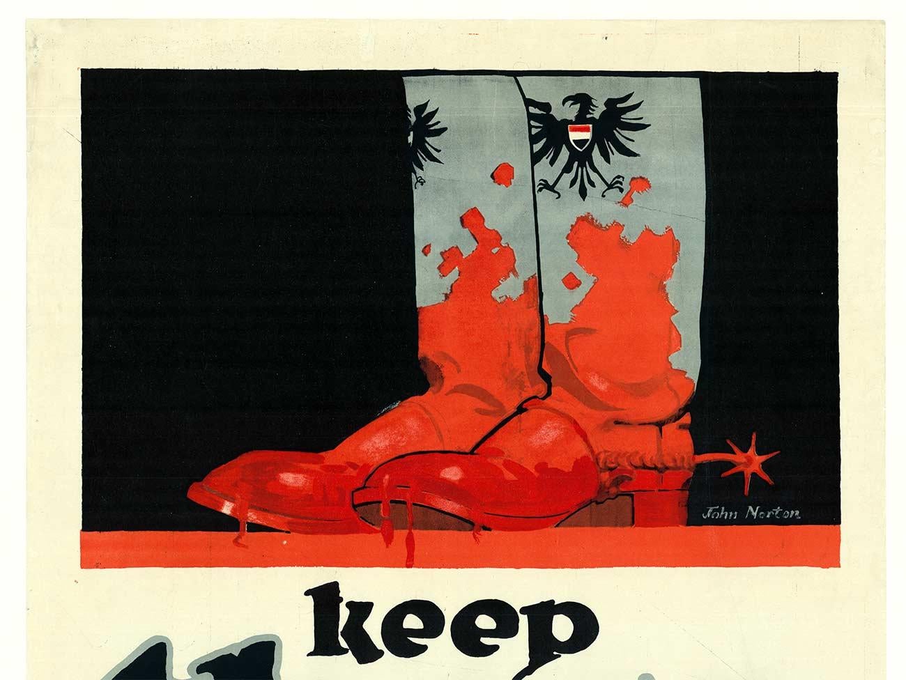 Original Keep These Off The U.S.A., Buy Liberty Bonds cartel vintage de la 1ª Guerra Mundial - Print de John Norton