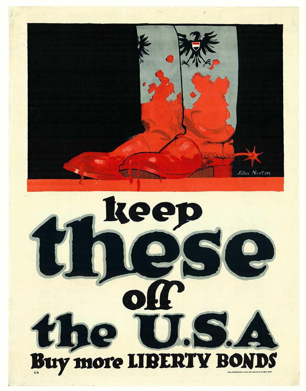 Print de John Norton - Original Keep These Off The U.S.A., Buy Liberty Bonds cartel vintage de la 1ª Guerra Mundial