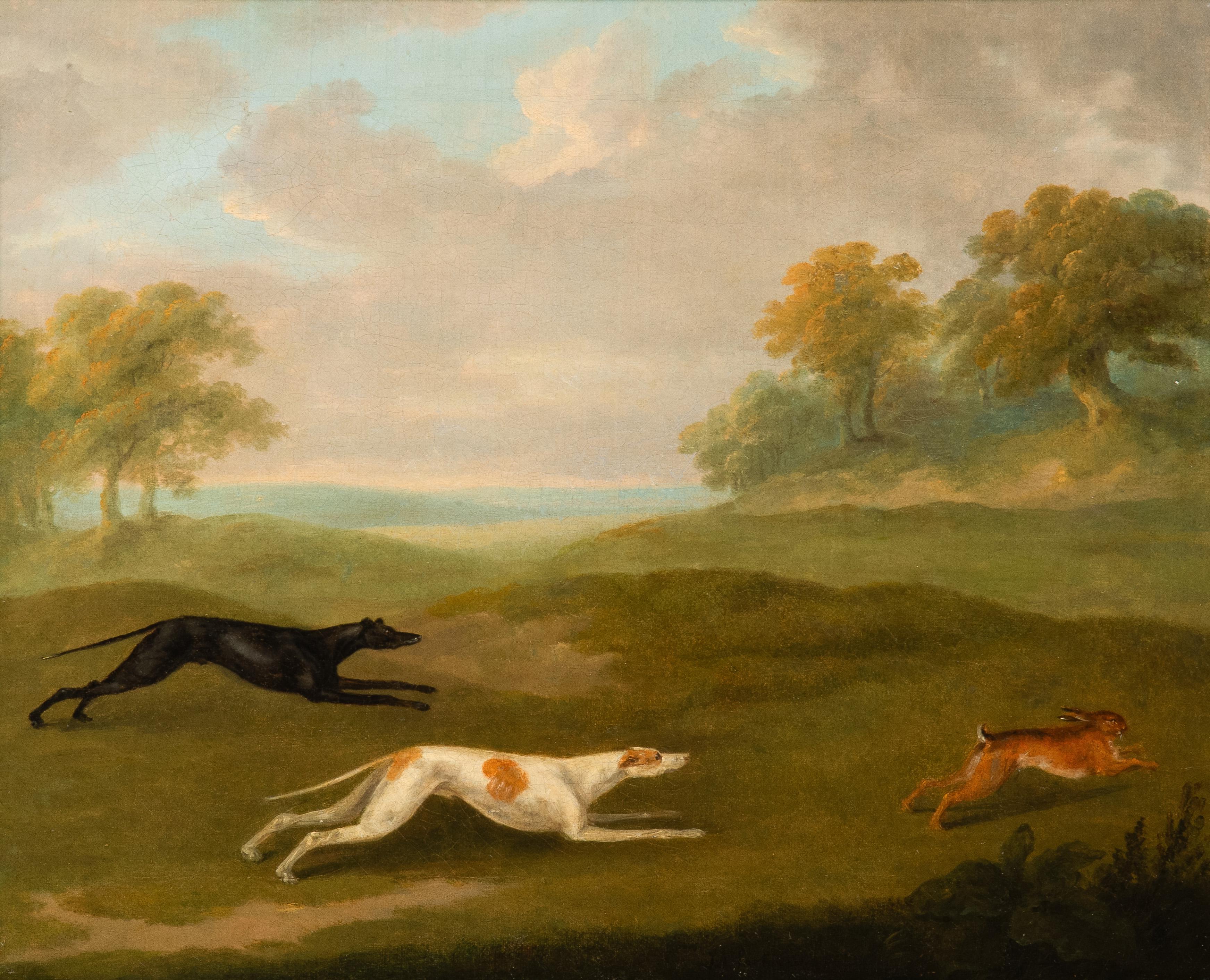 Una coppia - Greyhounds coursing - Animal Painting Marrone di John Nost Sartorius