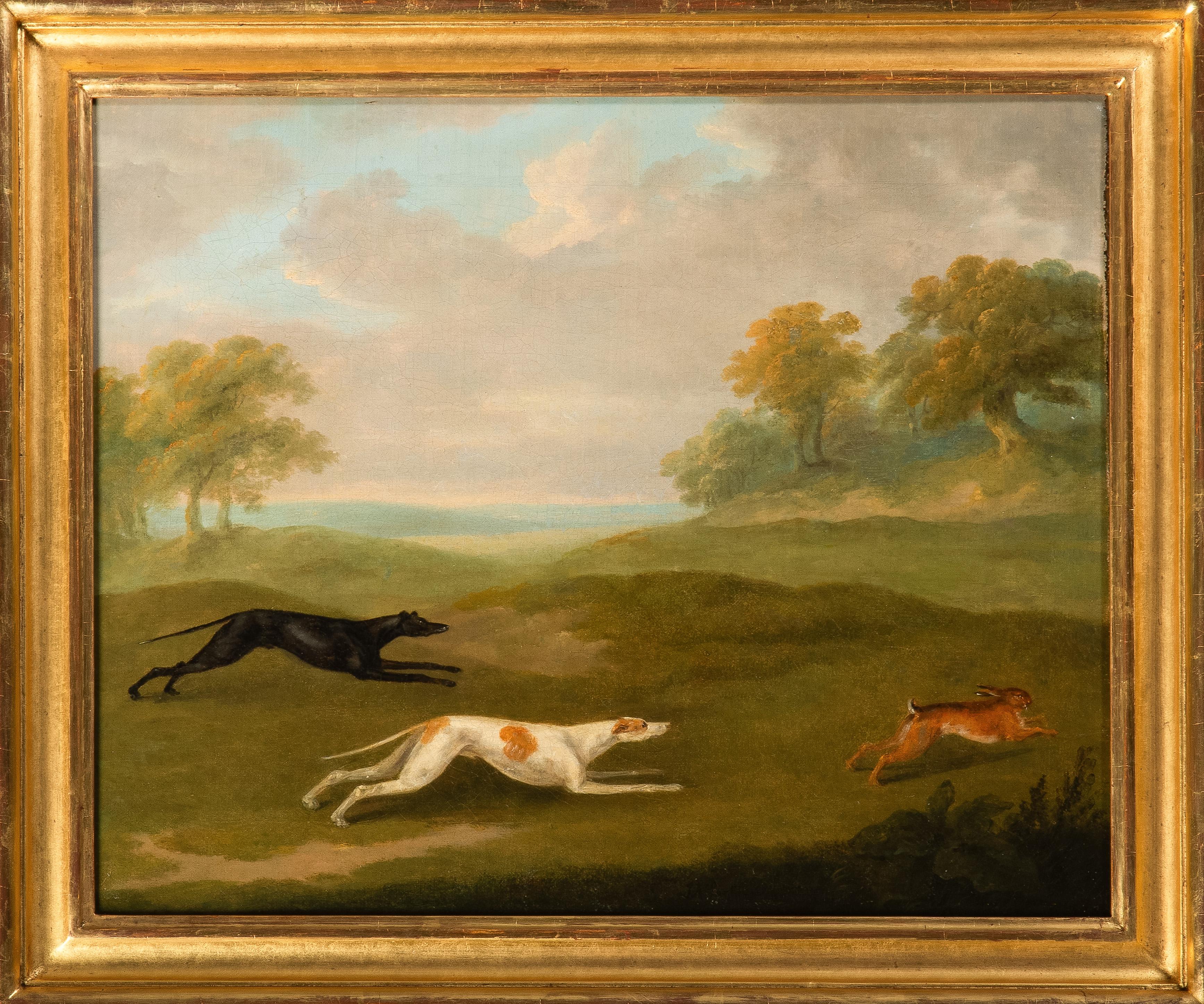 Una coppia - Greyhounds coursing - Painting di John Nost Sartorius