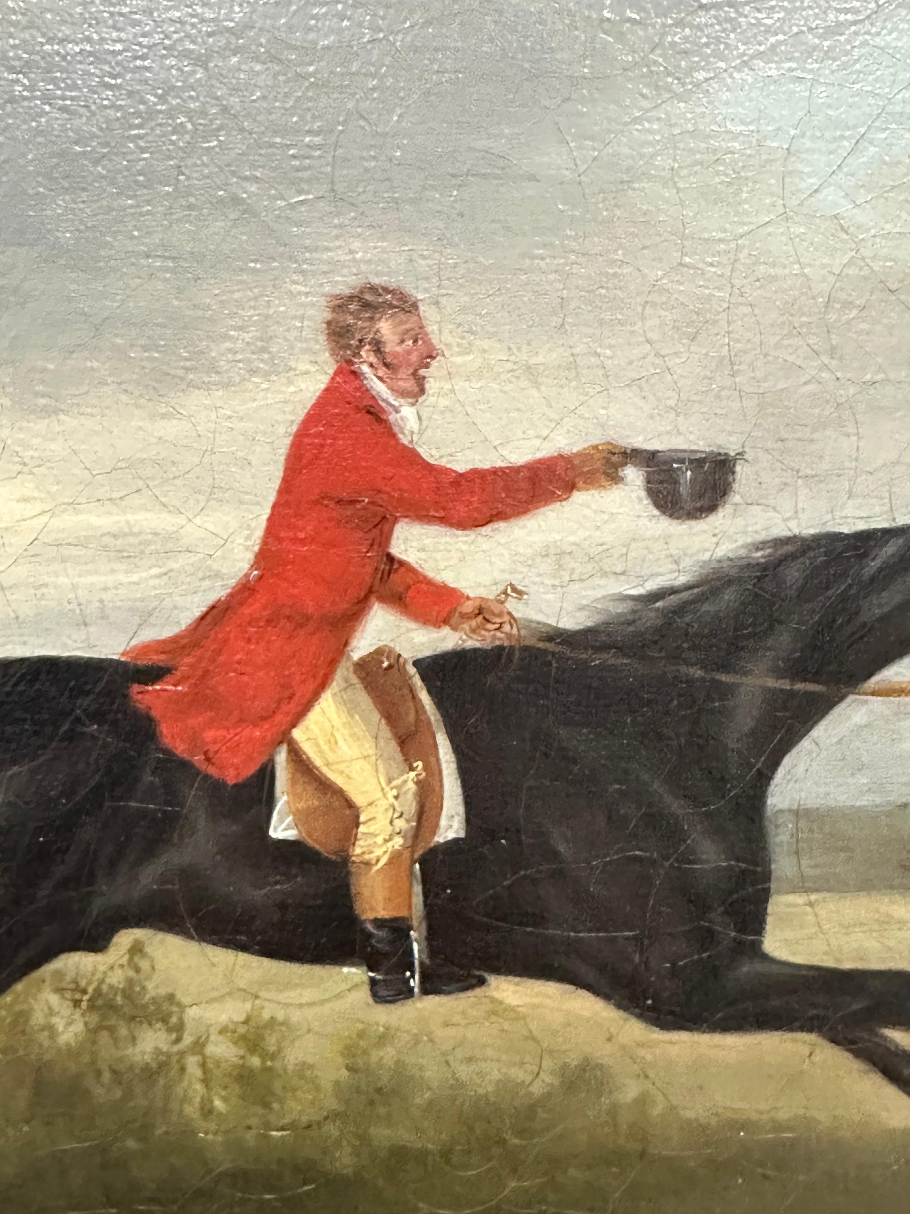 English 19th century Fox hunter with hounds, hunter and rider in a landscape For Sale 7
