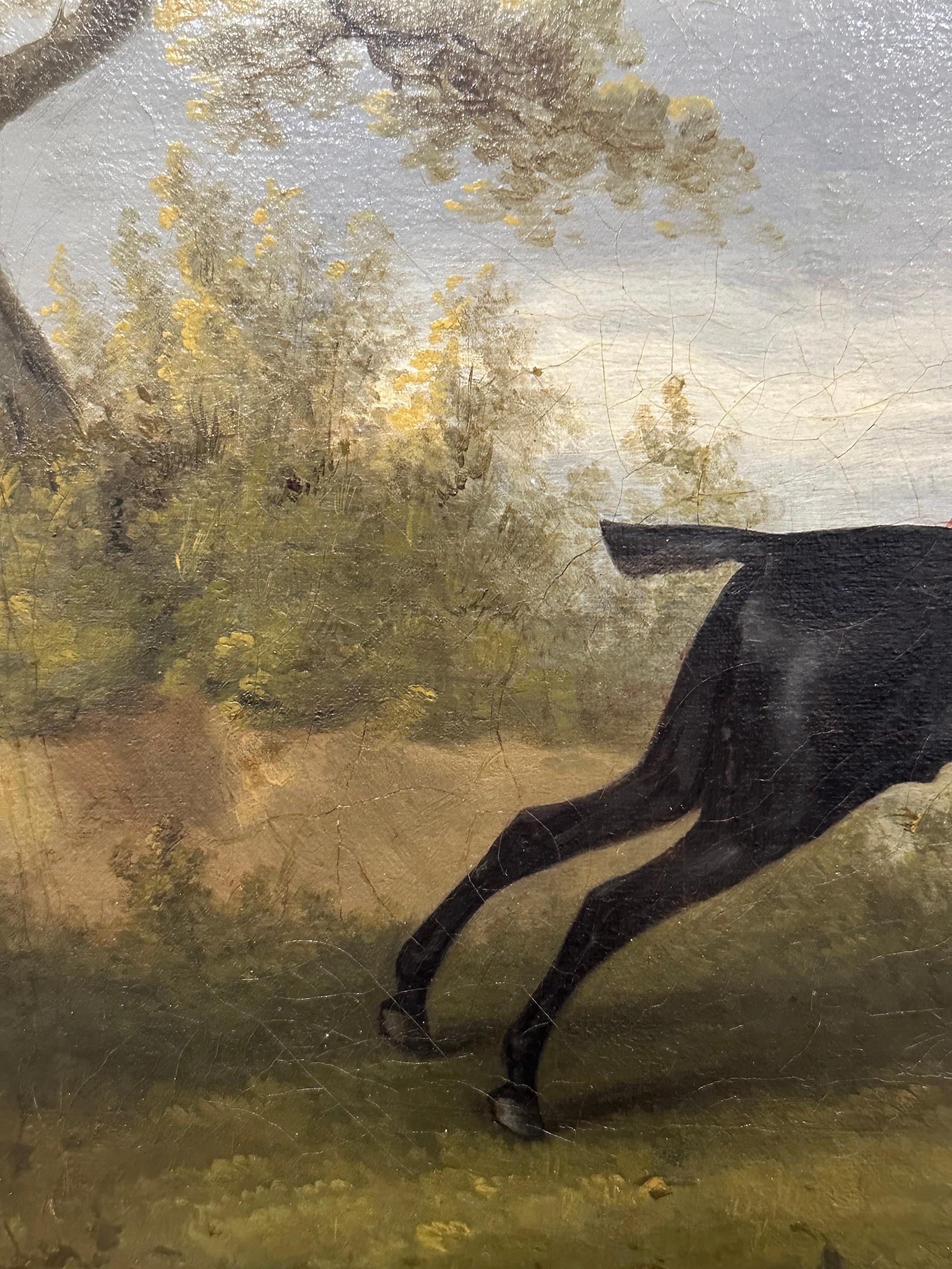 English 19th century Fox hunter with hounds, hunter and rider in a landscape - Painting by John Nost Sartorius