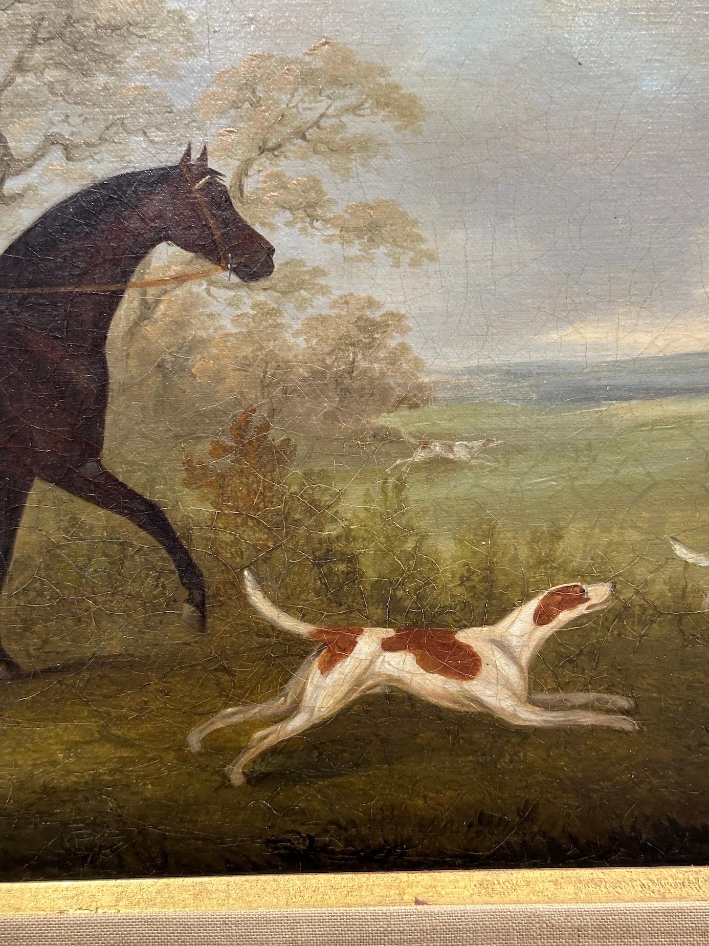 John Nost Sartorius (1759–1828)
Fox Hunter and Hounds
Oil on canvas, circa 1810
Provenance: Ackermann & Johnson, London

A fine and spirited example of early 19th-century English sporting art by the celebrated equestrian painter John Nost Sartorius,