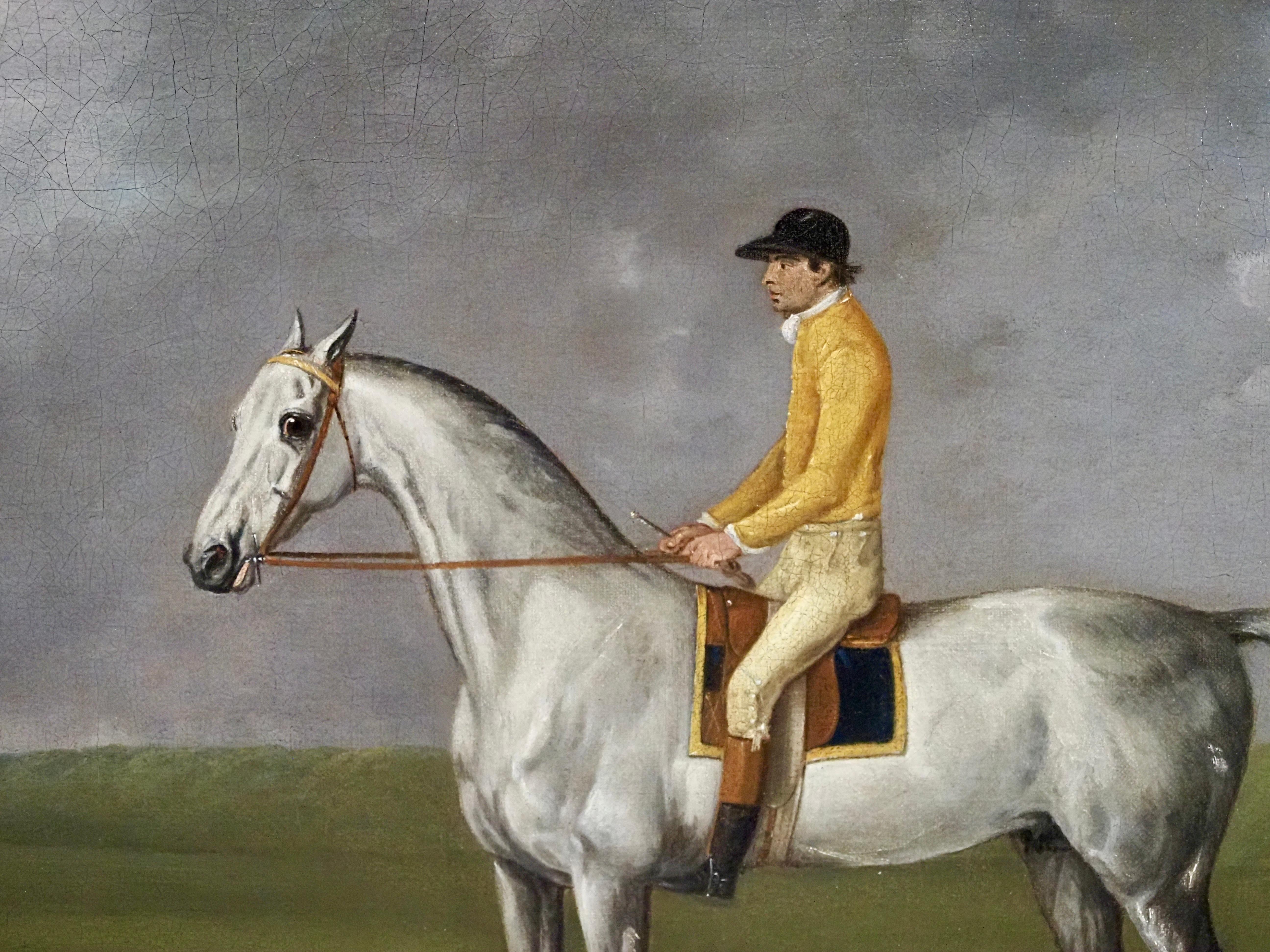 Gimcrack with jockey up, wearing the colours of 1st Earl Grosvenor - Old Masters Painting by John Nost Sartorius
