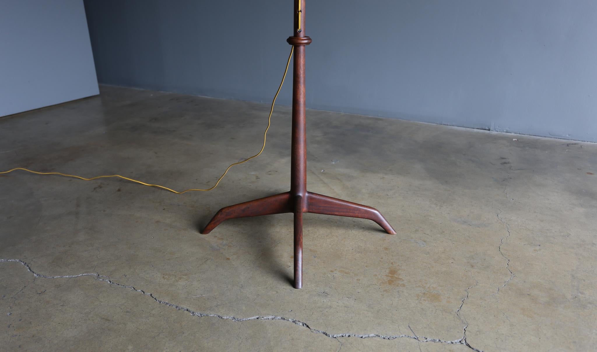 Mid-Century Modern John Nyquist Handcrafted Walnut Floor Lamp, circa 1970