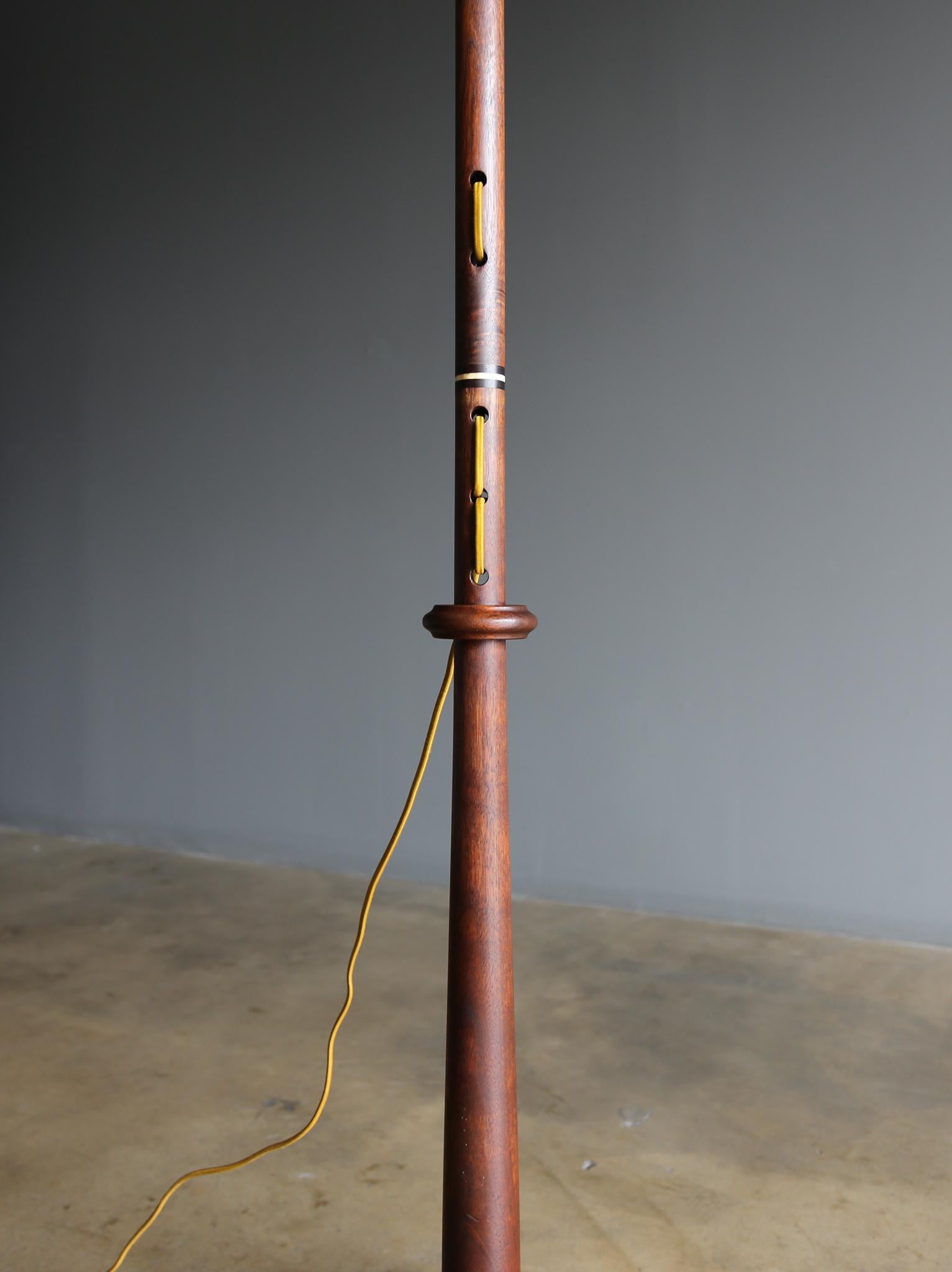American John Nyquist Handcrafted Walnut Floor Lamp, circa 1970
