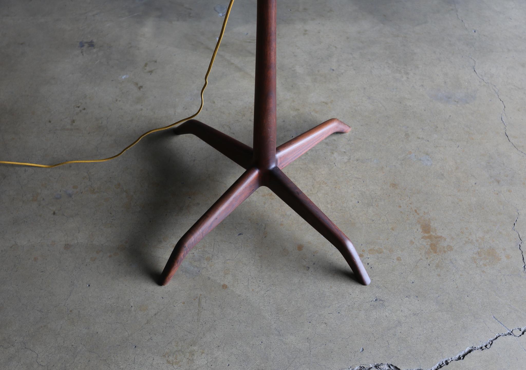 John Nyquist Handcrafted Walnut Floor Lamp, circa 1970 1