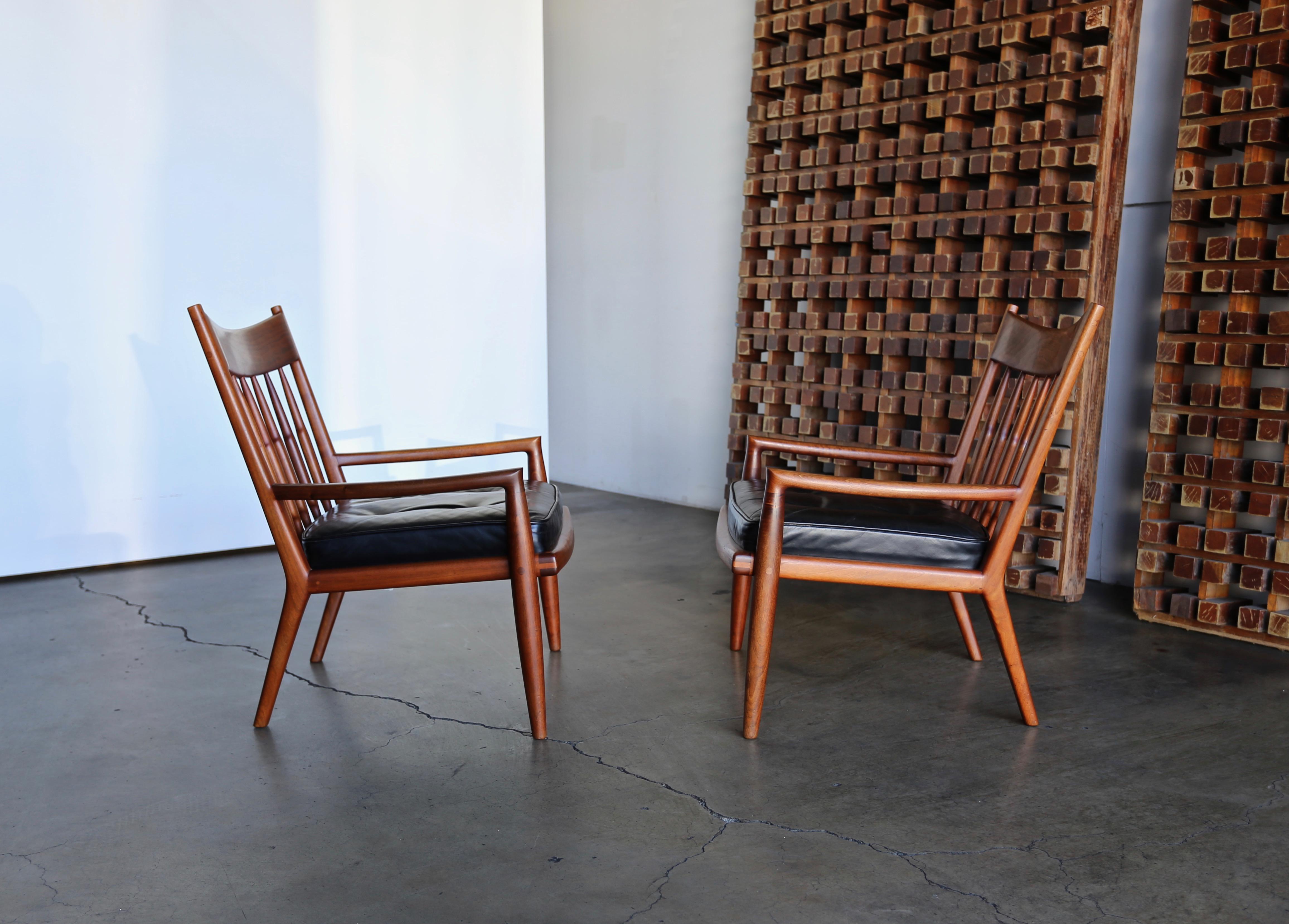 Mid-Century Modern John Nyquist Handcrafted Walnut Lounge Chairs, circa 1970