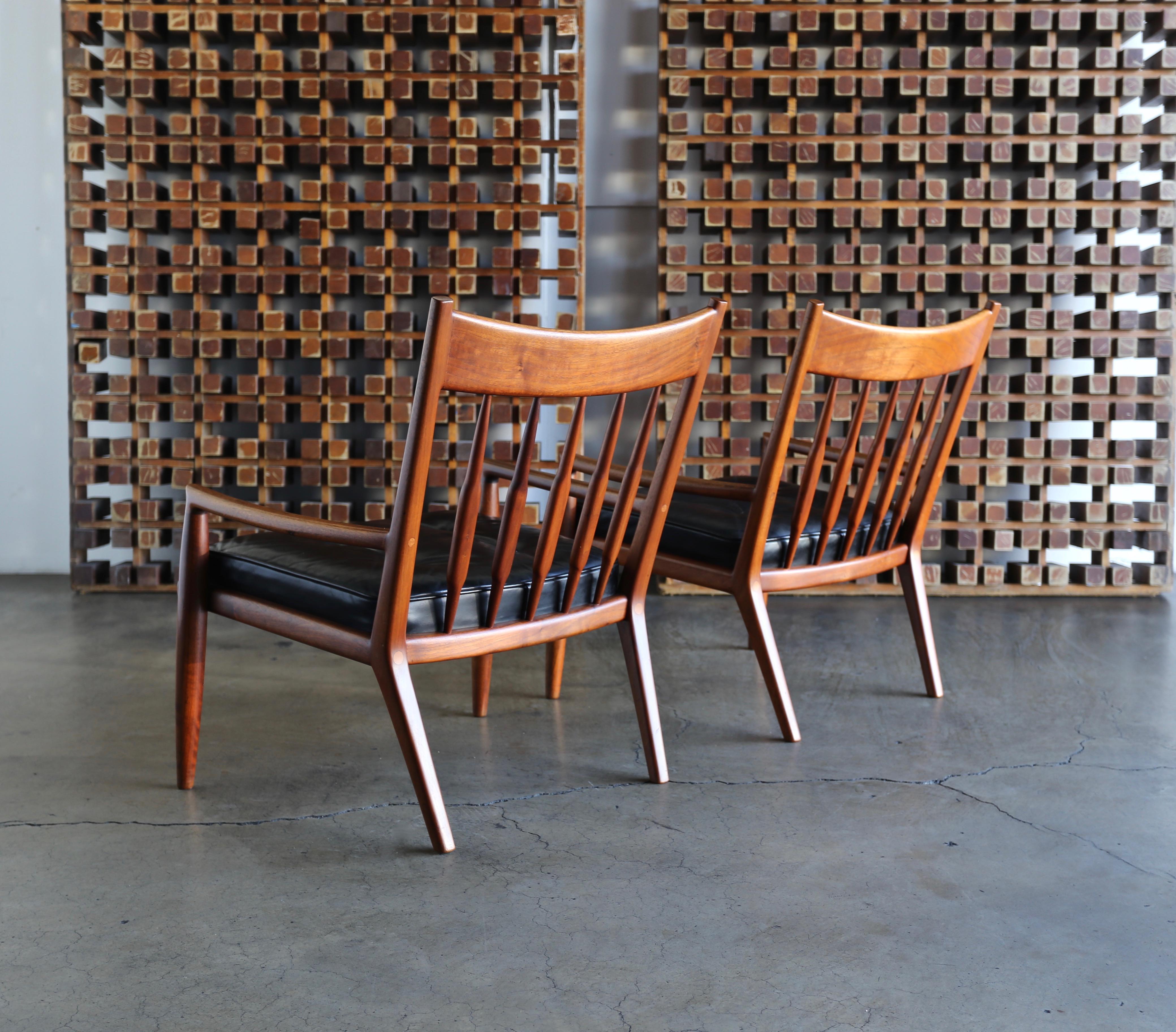John Nyquist Handcrafted Walnut Lounge Chairs, circa 1970 In Good Condition In Costa Mesa, CA
