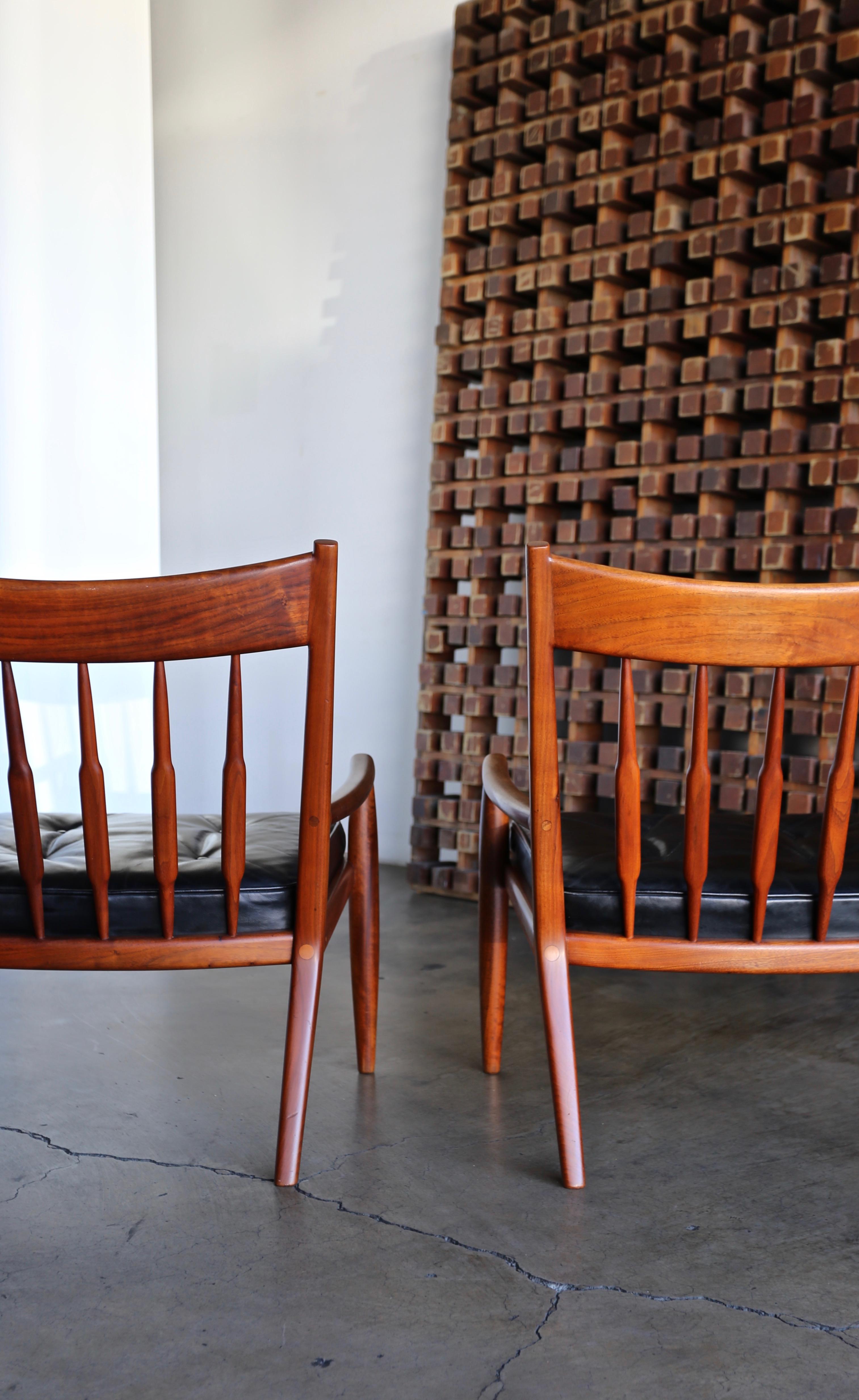 20th Century John Nyquist Handcrafted Walnut Lounge Chairs, circa 1970