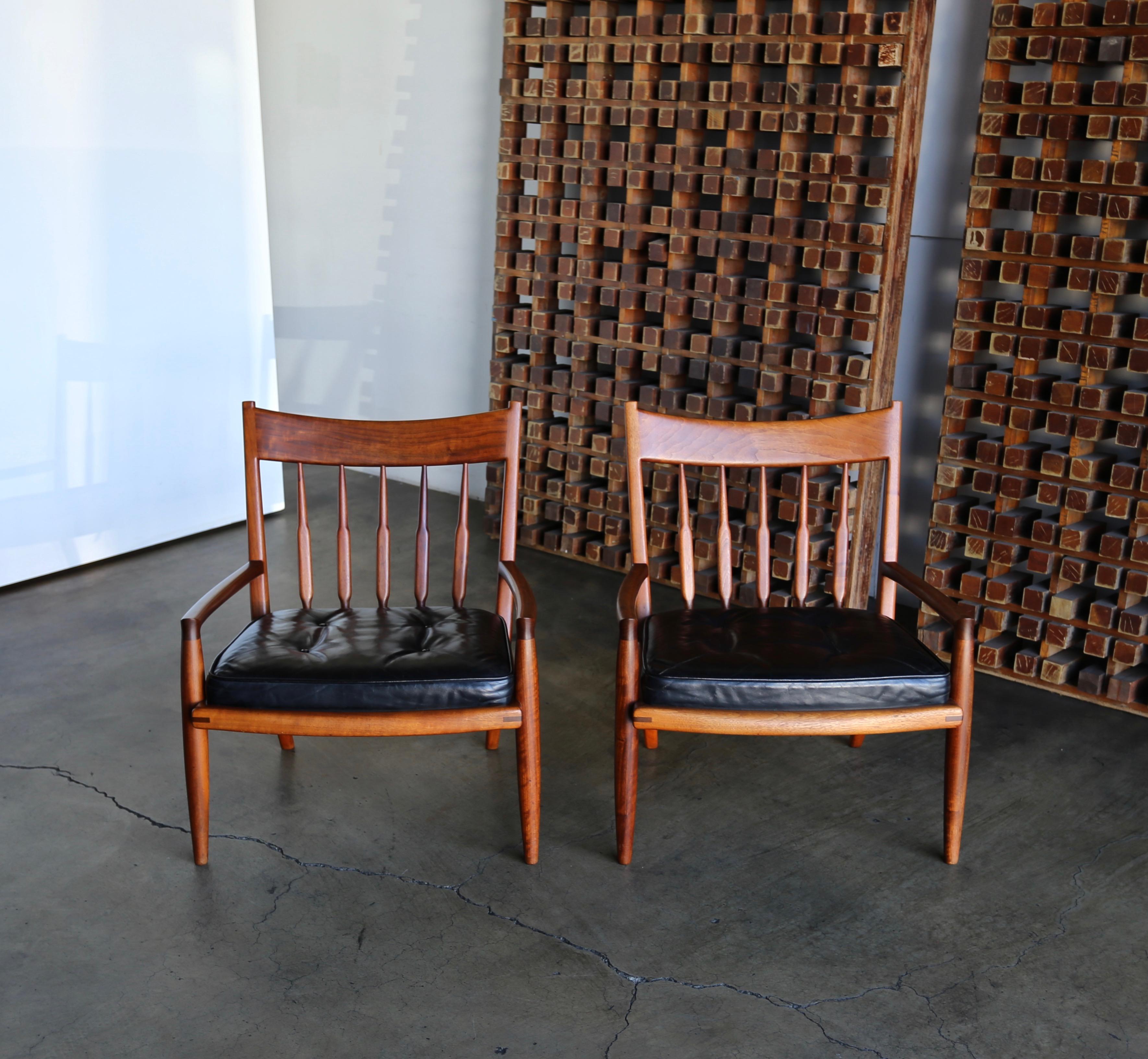 John Nyquist Handcrafted Walnut Lounge Chairs, circa 1970 1