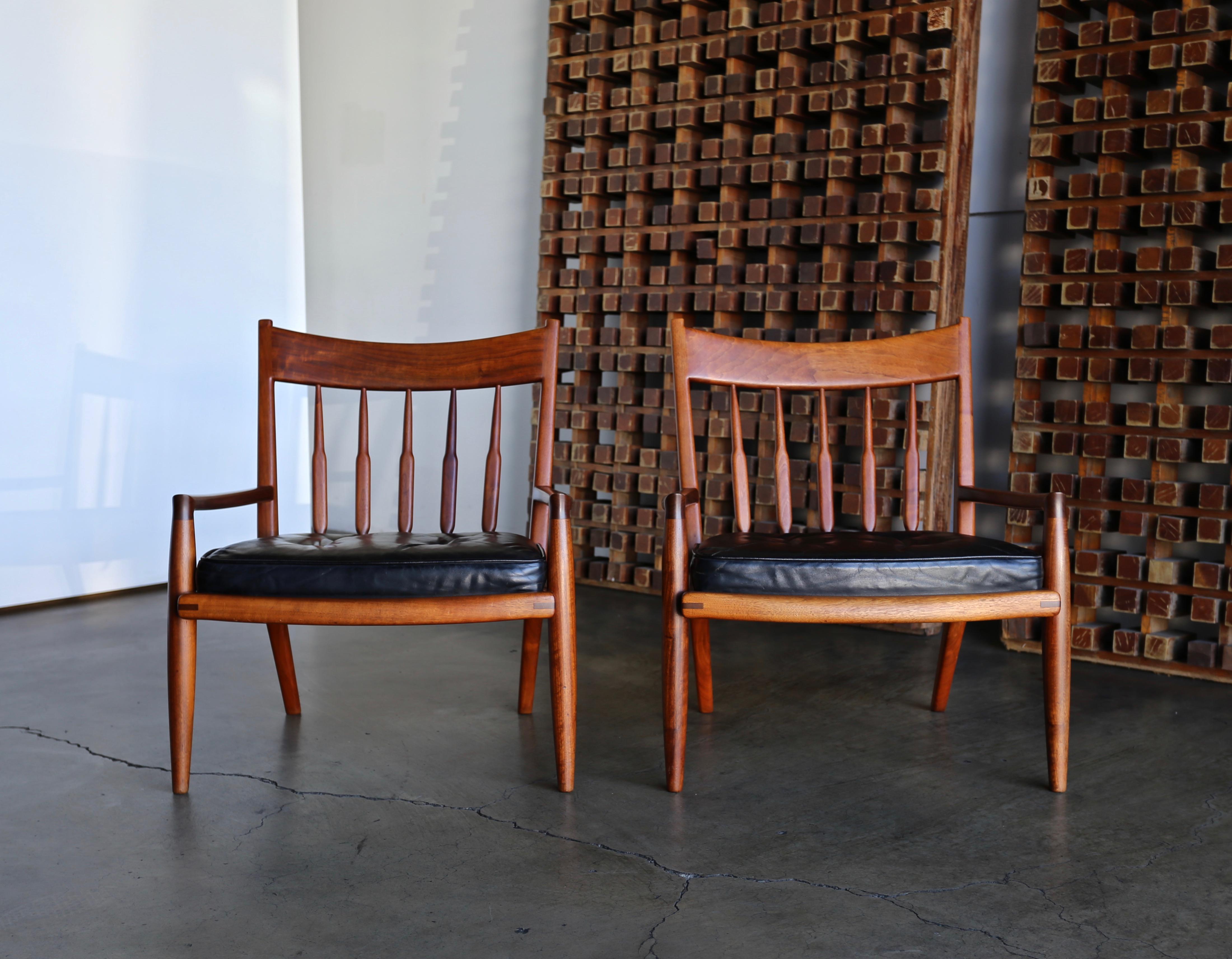 John Nyquist Handcrafted Walnut Lounge Chairs, circa 1970 2