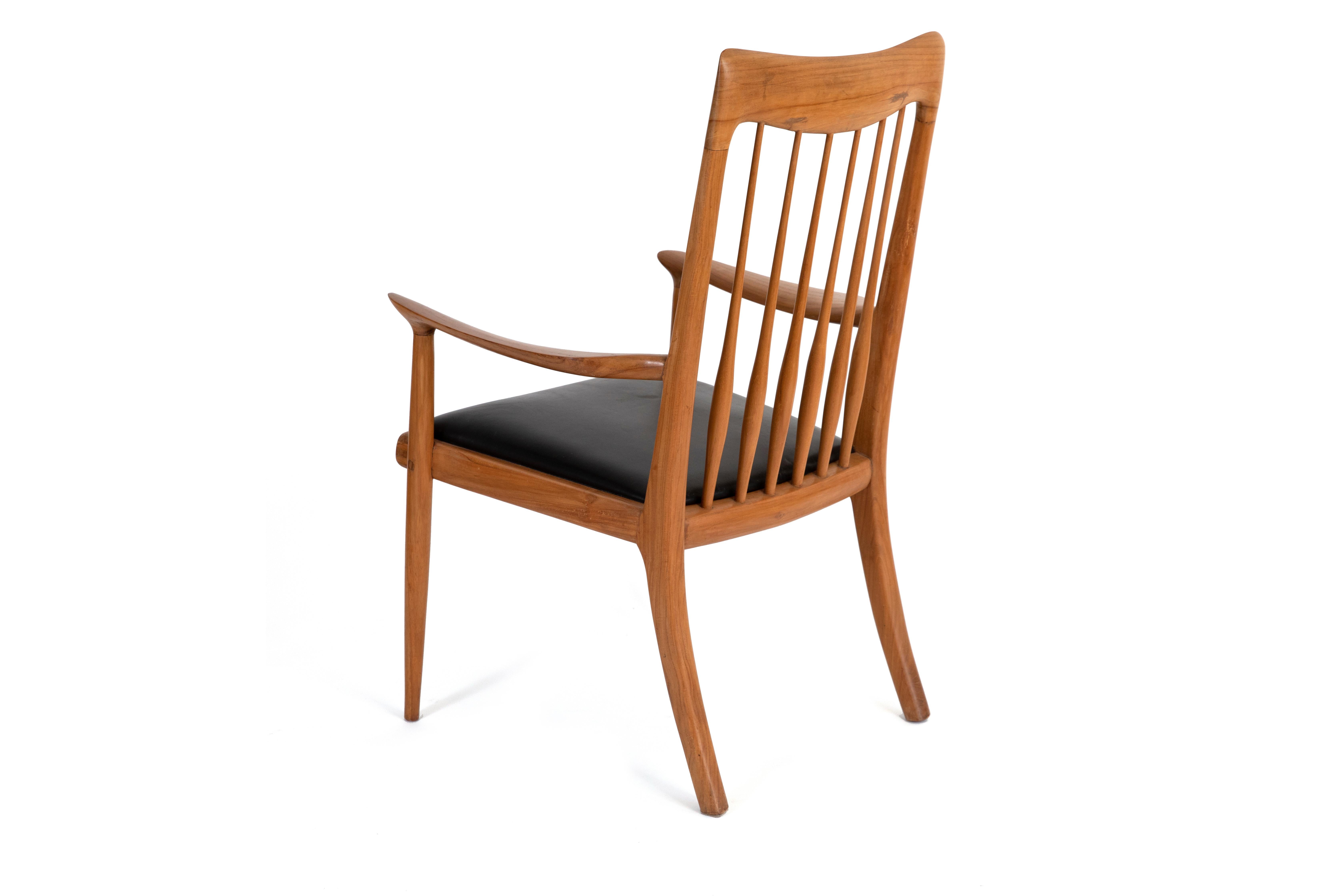 Mid-20th Century John Nyquist Walnut & Leather Chairs Reminiscent of Sam Maloof