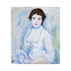 "Over and Under" Soft Blue Toned Portrait of a Lady Wearing a Victorian Dress