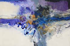 "Lata-To-Do", 1970s Abstract Expressionist Composition w Purple, Blue, & Yellow