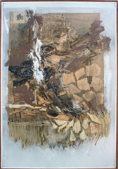 "¿Y cómo?" - Abstracto Expresionista Tono Tierra Abstracto en Óleo sobre Lienzo