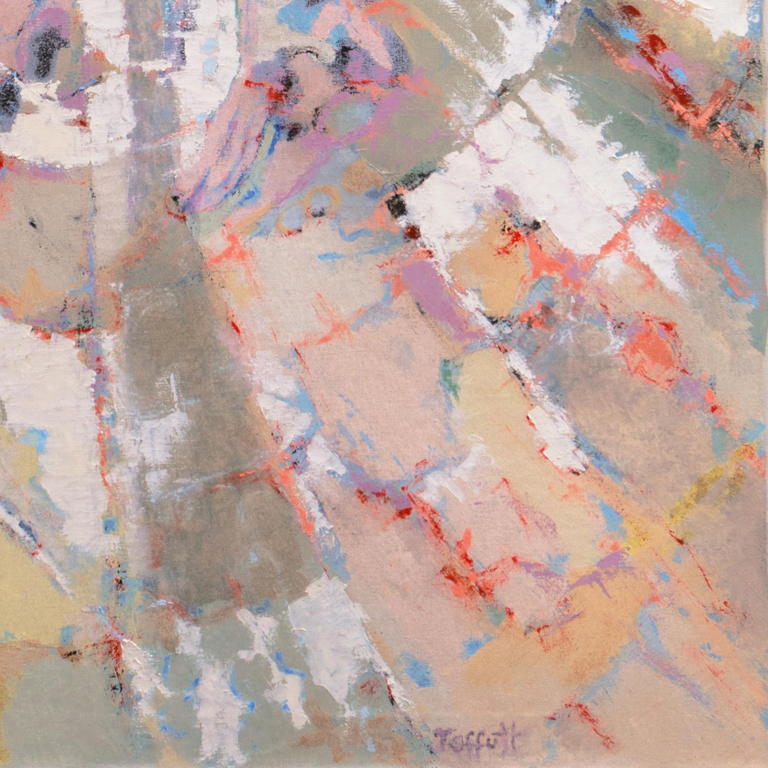 'Organic Abstraction in Aqua and Rose', Very Large American School Abstract Oil - Painting by John Offutt