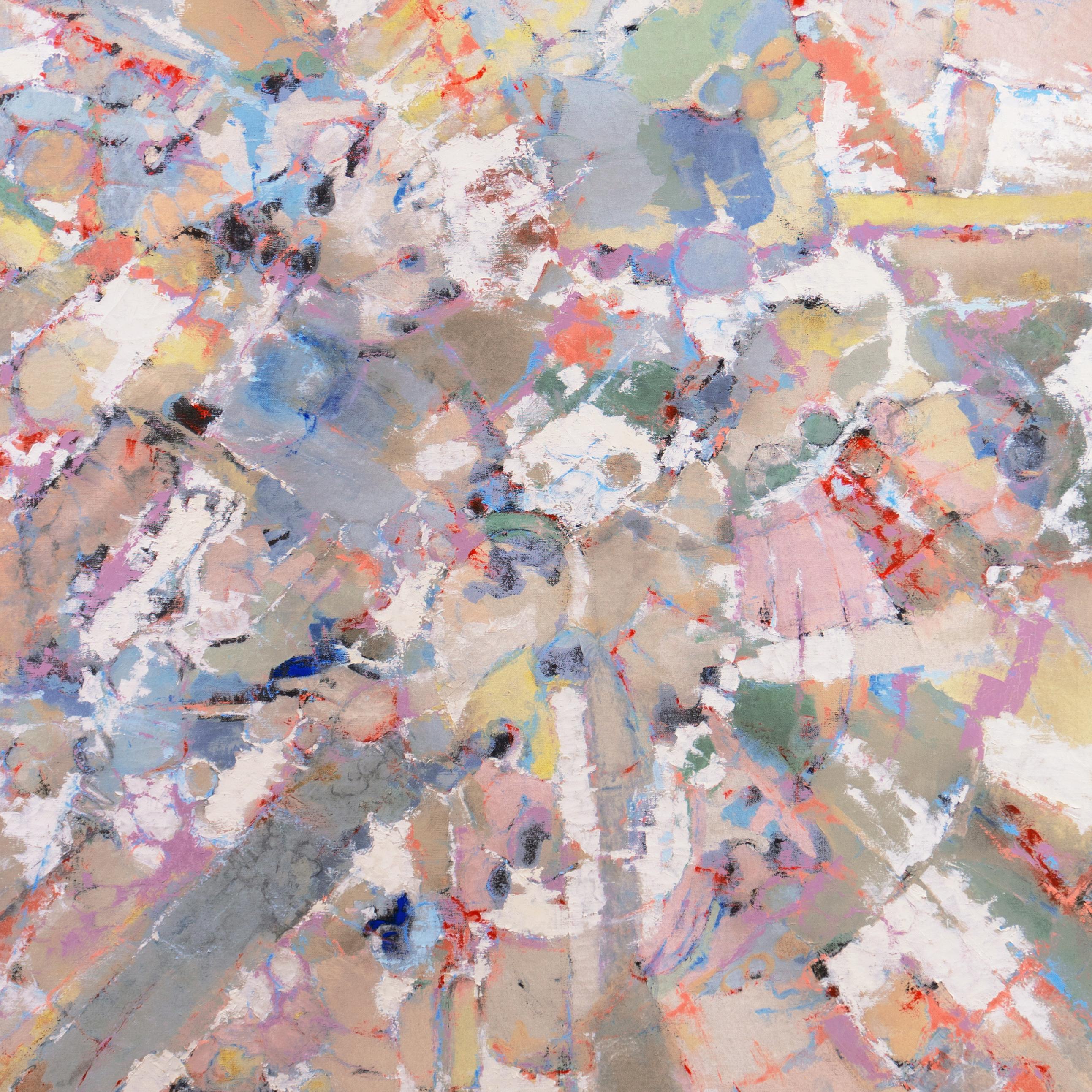 'Organic Abstraction in Aqua and Rose', Very Large American School Abstract Oil 1
