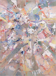 'Organic Abstraction in Aqua and Rose', Very Large American School Abstract Oil