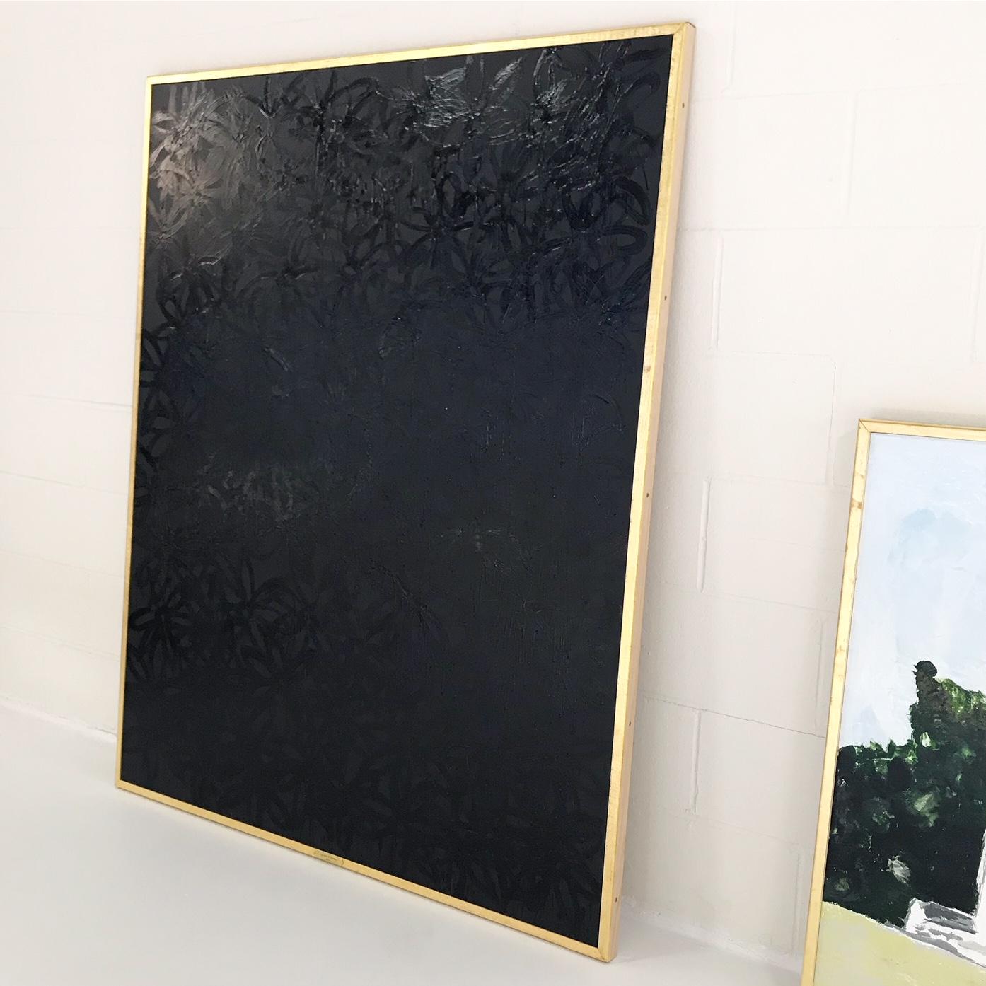 American John O'Hara, Daisies, Black on Black, Encaustic Painting