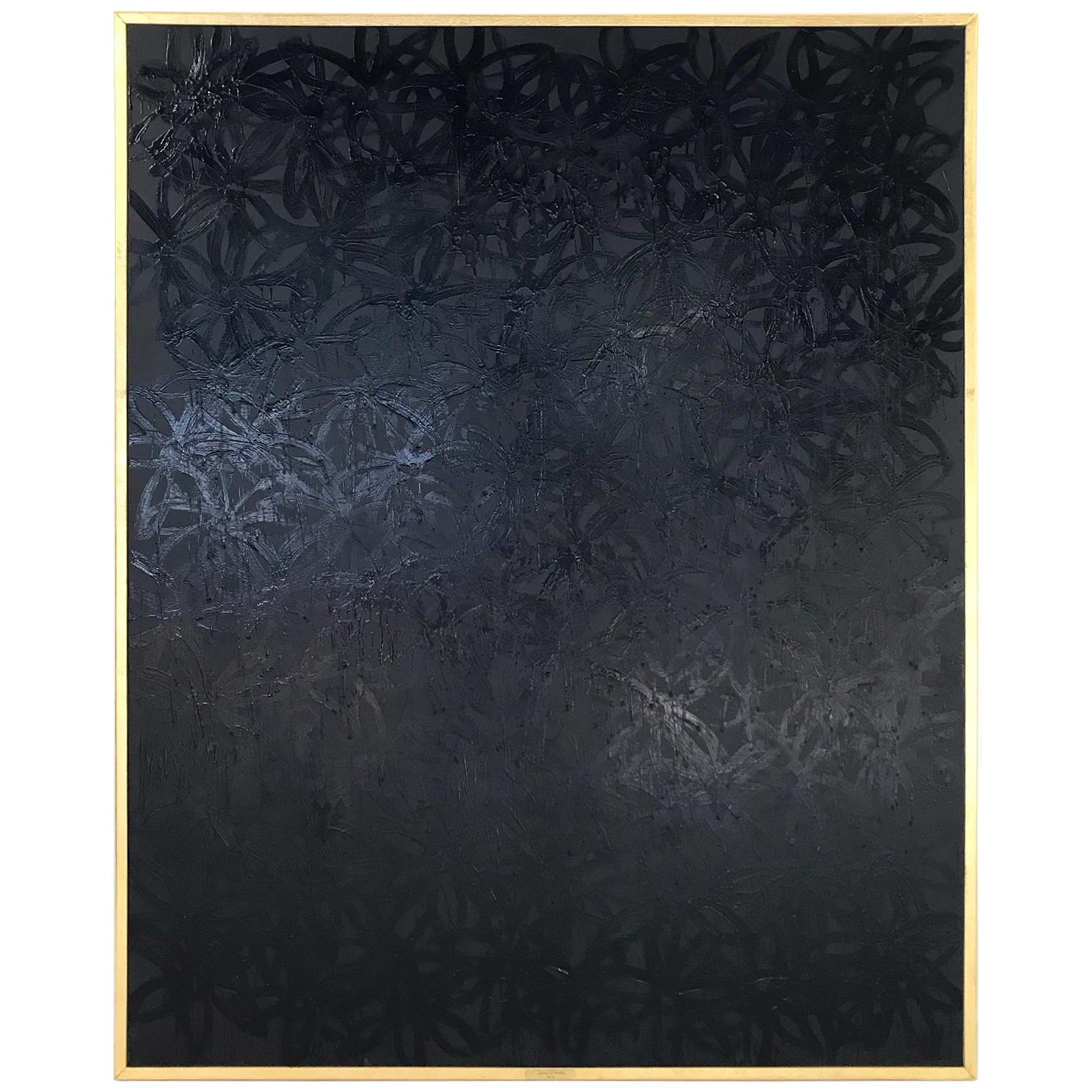 John O'Hara, Daisies, Black on Black, Encaustic Painting