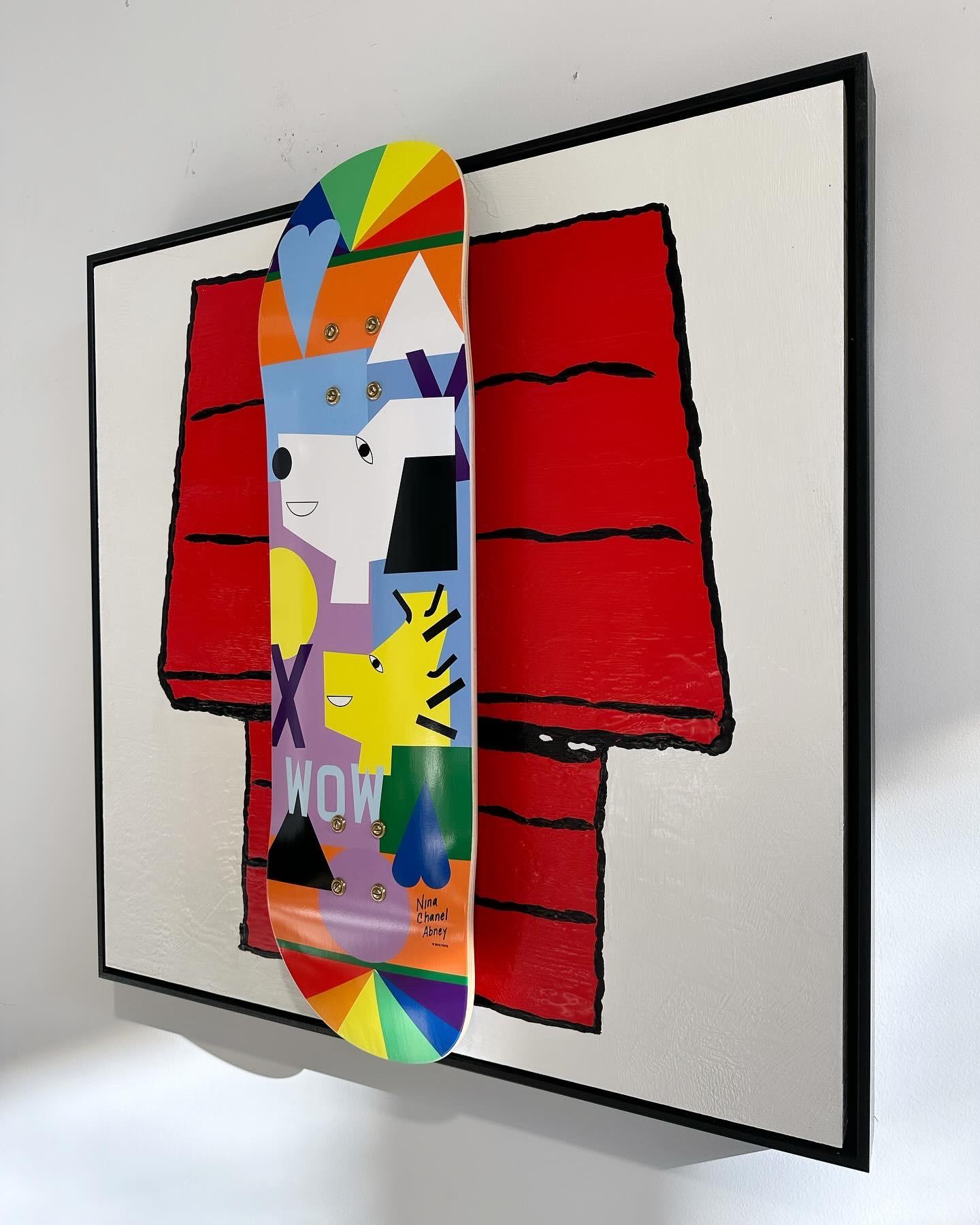 In Deck series. Encaustic and Nina Chanel Abney Peanuts Skate Deck float-mounted on board.

Art Dimensions: 30 x 30 H inches and Framed Dimensions: 31 W x 31 H inches. 

About the Deck | This Abney artwork was made in collaboration with the Peanuts
