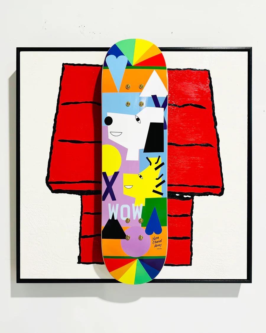 John O'Hara, Deck, Peanuts, 2023, Encaustic and Skate Deck Painting For Sale 1