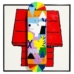 John O'Hara, Deck, Peanuts, 2023, Encaustic and Skate Deck Painting