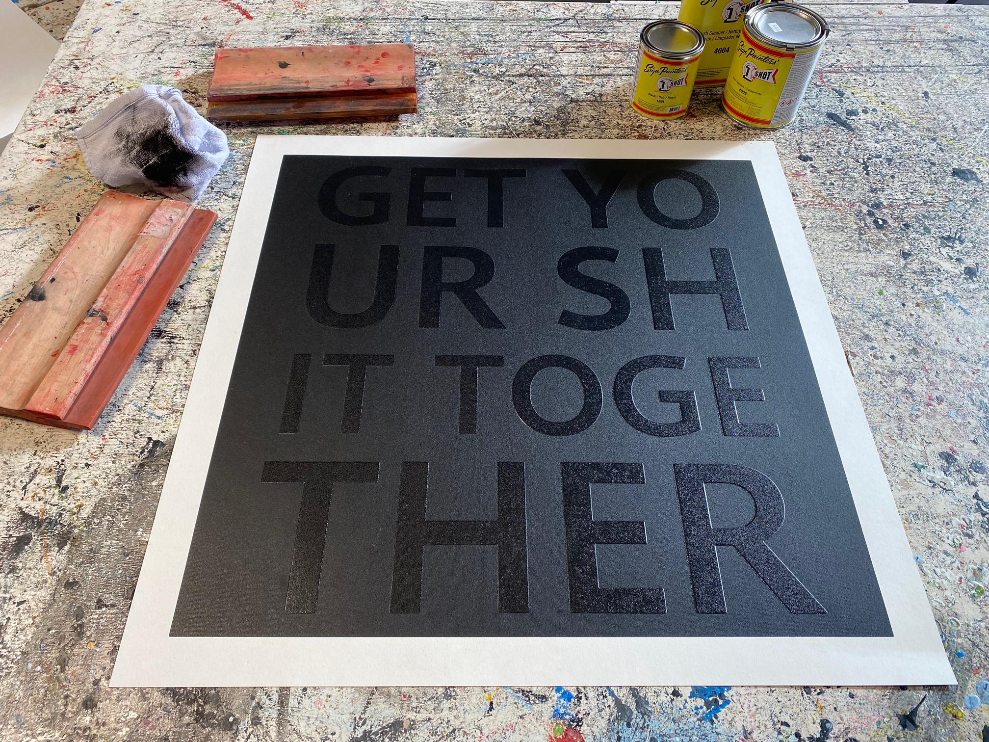 John O'Hara's famous 'Get Your Shit Together' painting is now a 2-color embossed serigraph on recycled archival hemp paper. Hand signed by the artist.

This work is unframed.

Forsyth is proud to be the exclusive gallery of John O'Hara