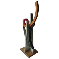 John Okulick, Abstract Sculpture, Wood, Aluminum, Mix "Podium" 1999 Label