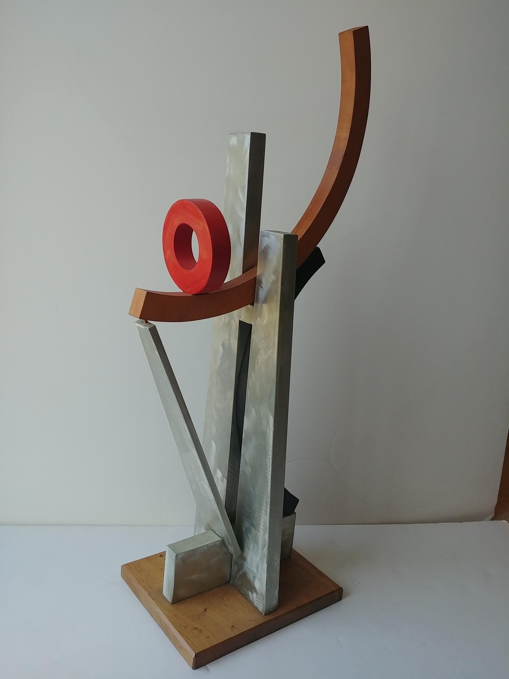 Post-Modern John Okulick, Abstract Sculpture, Wood, Aluminum, Mix 