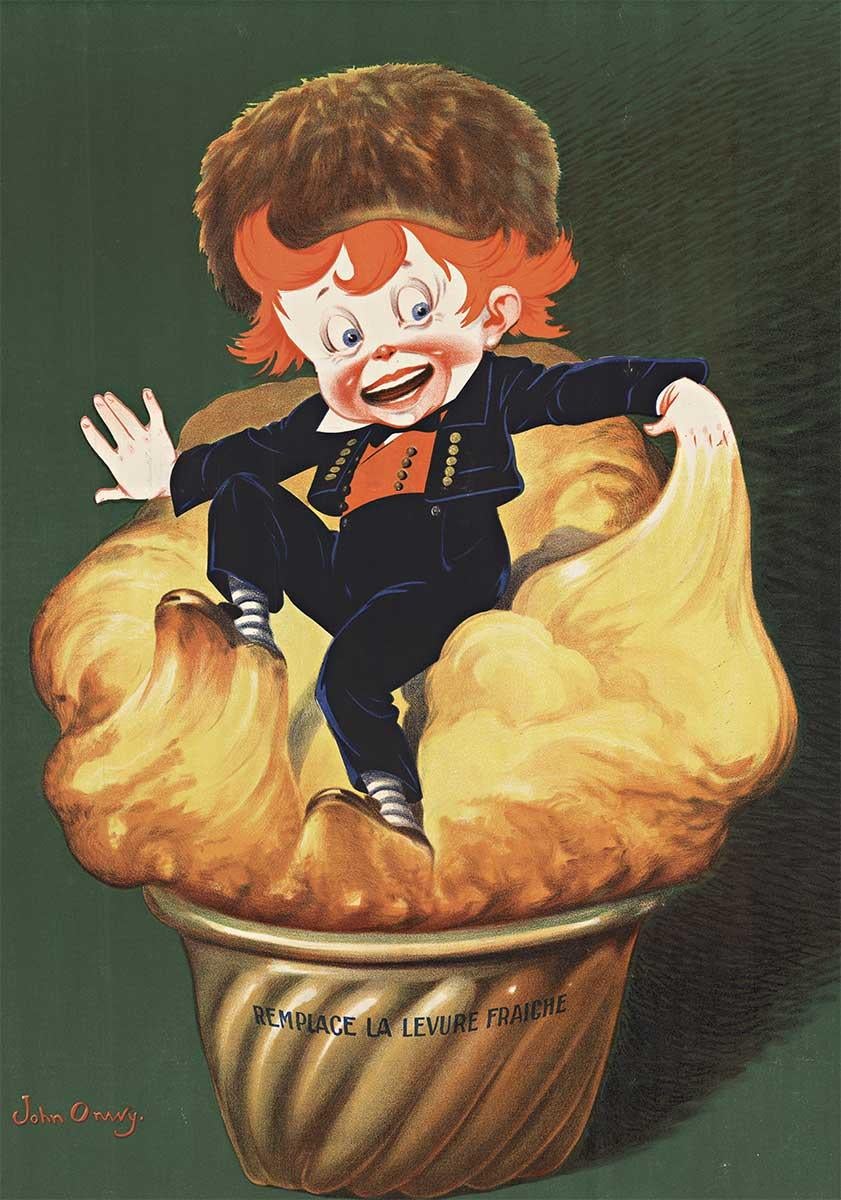 Cartel original Levurine francés de época, litografía completa - Print de John Onwy