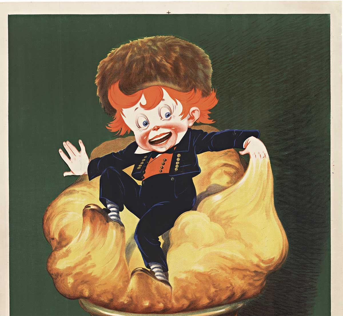 Cartel original Levurine francés de época, litografía completa en venta 2