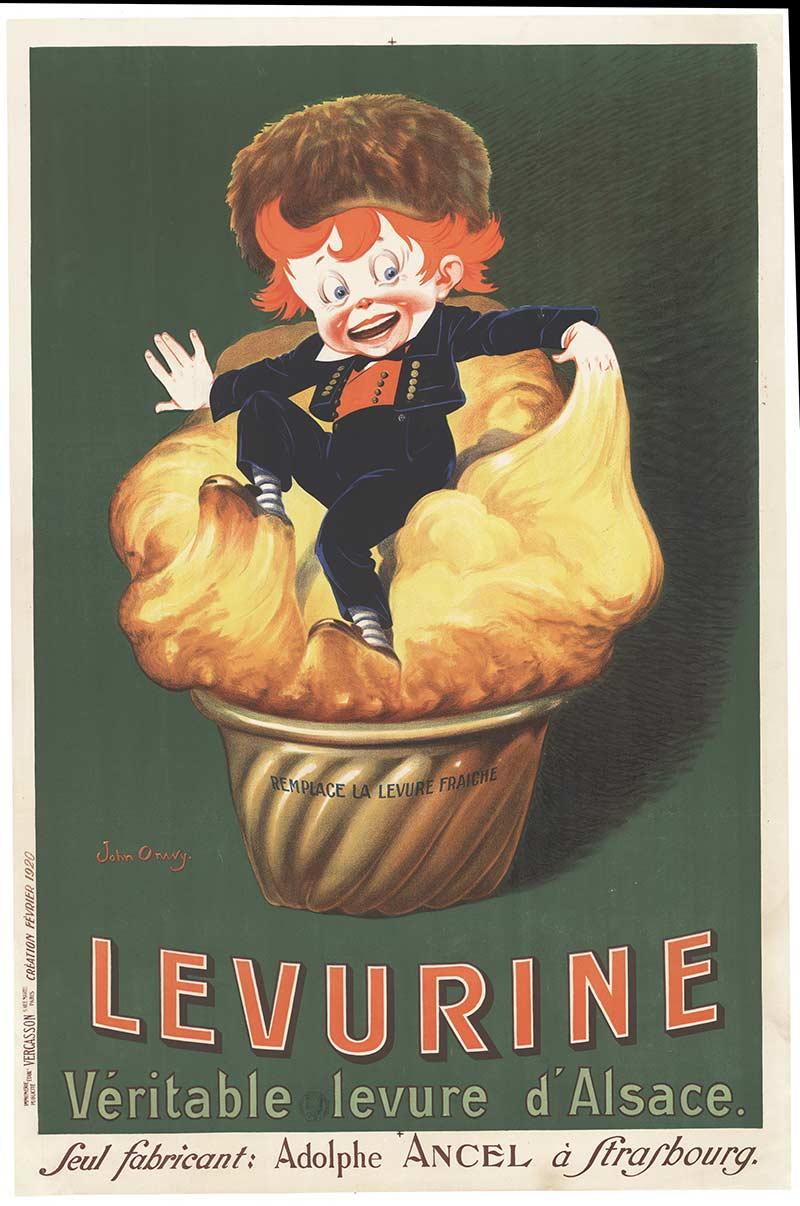 Original Levurine French vintage poster, full lithograph 