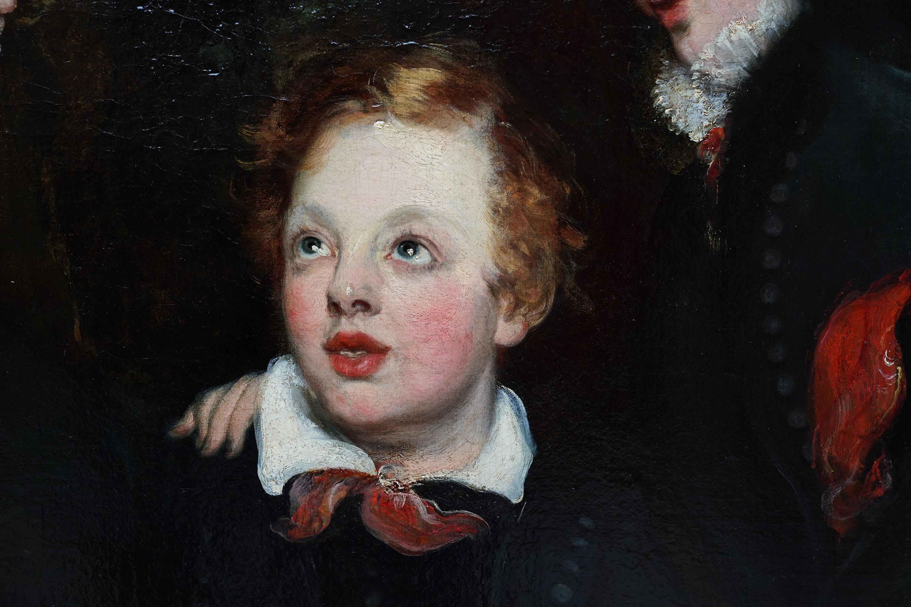 Portrait of Two Boys with a Bird - British 18th century Old Master oil painting - Old Masters Painting by John Opie