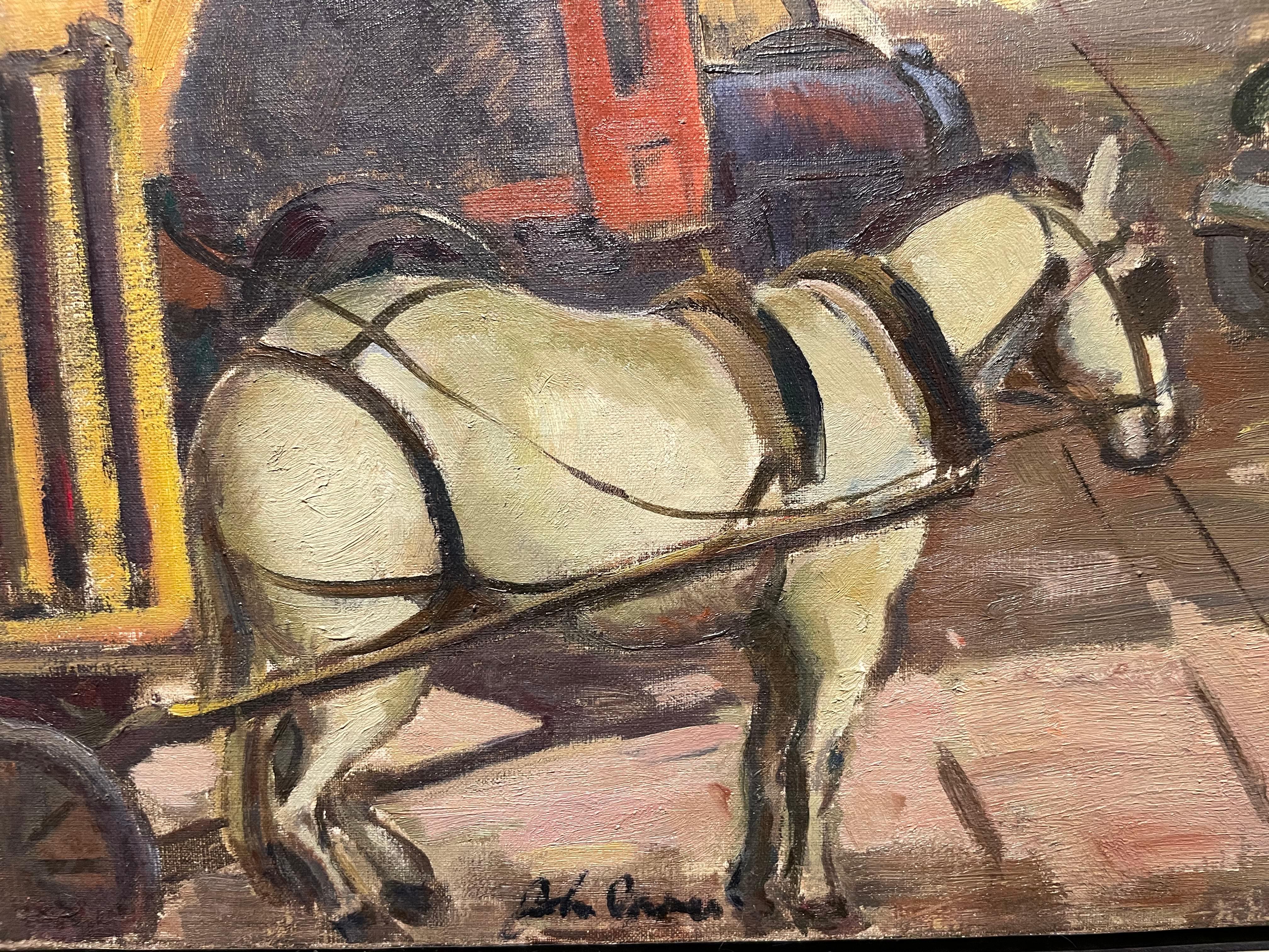 Ninth Avenue El (New York City), peinture à l'huile de paysage urbain du milieu du 20e siècle en vente 7