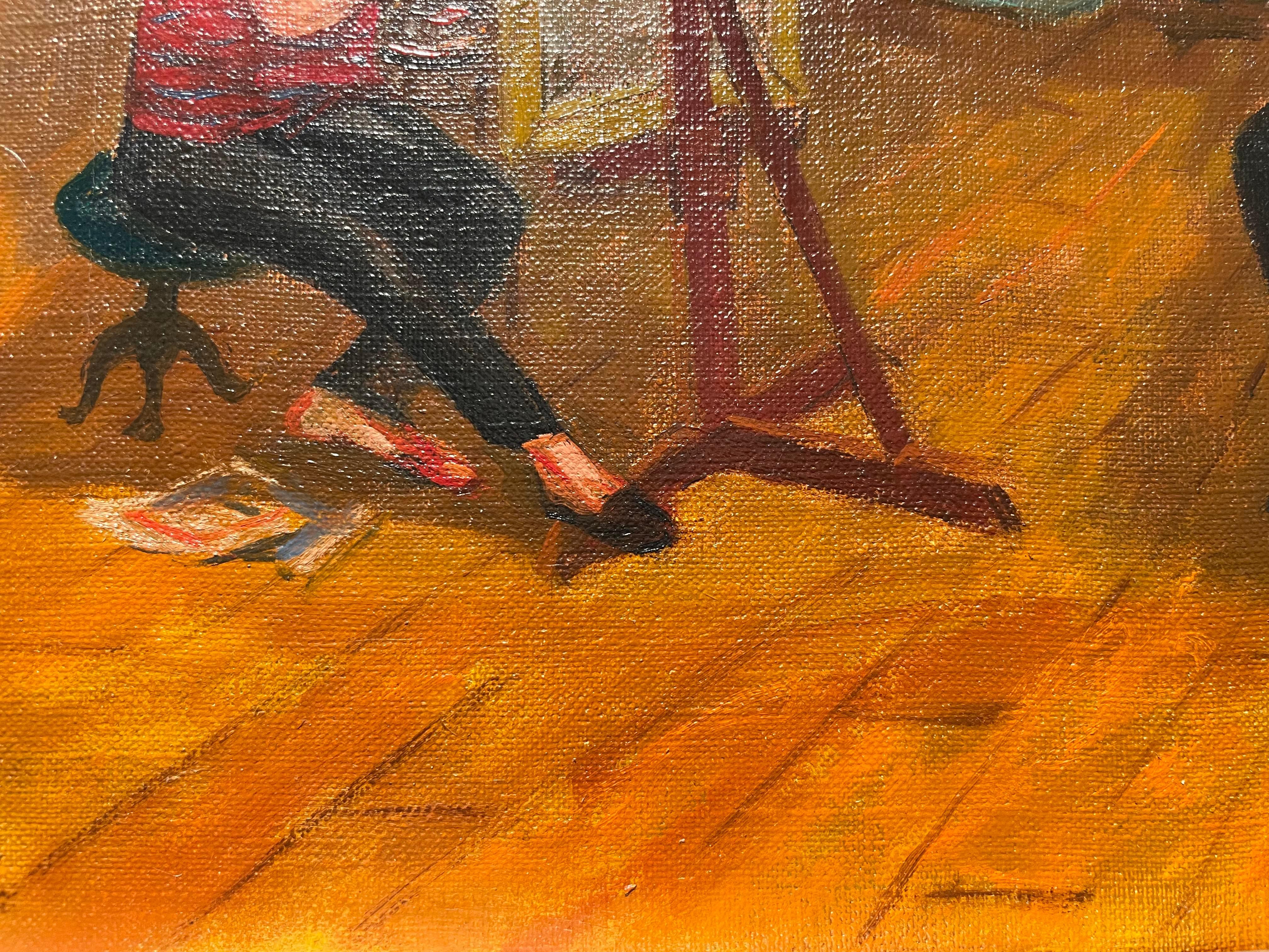 Ninth Avenue El (New York City), peinture à l'huile de paysage urbain du milieu du 20e siècle en vente 9