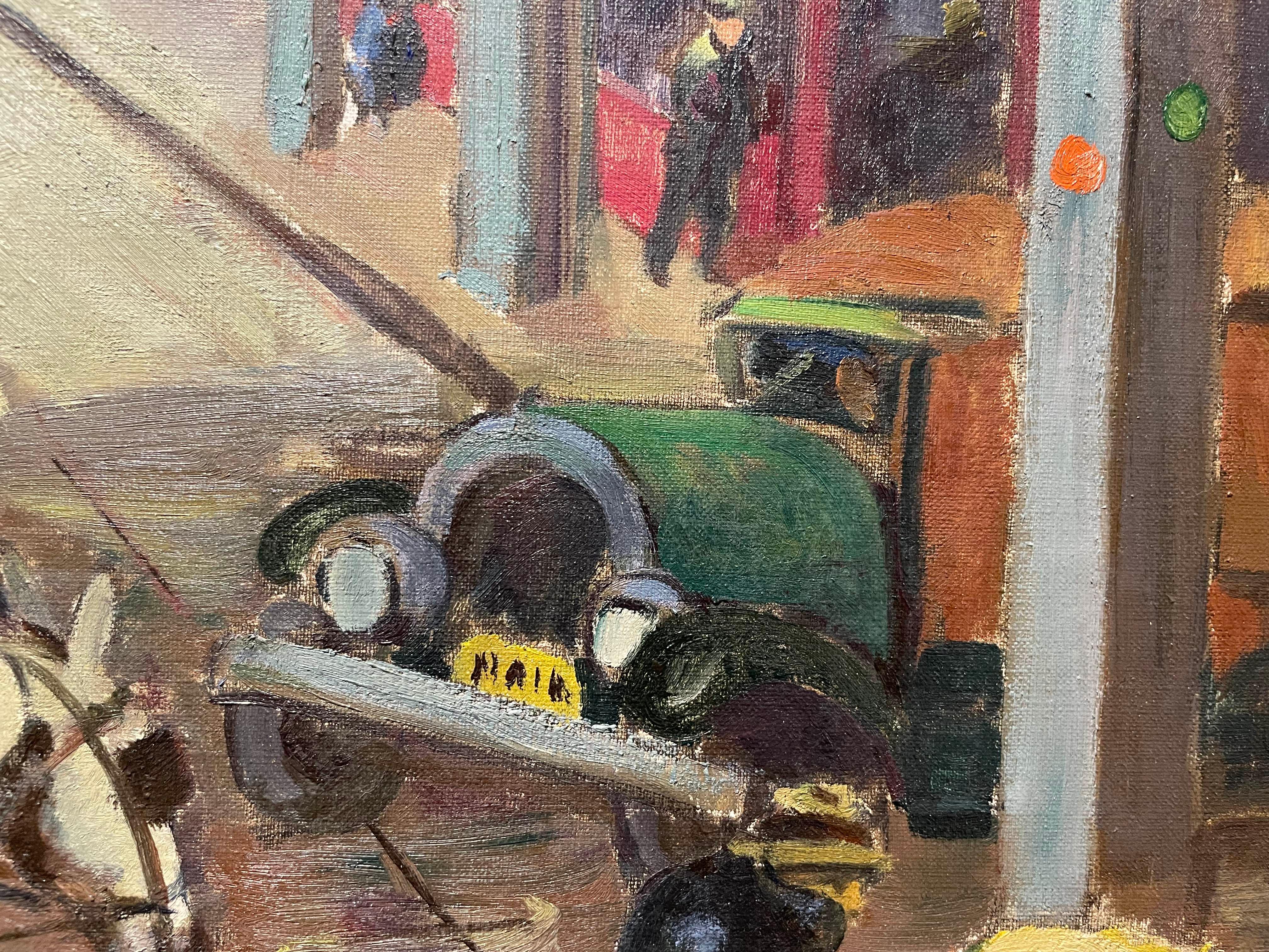Ninth Avenue El (New York City), peinture à l'huile de paysage urbain du milieu du 20e siècle en vente 1