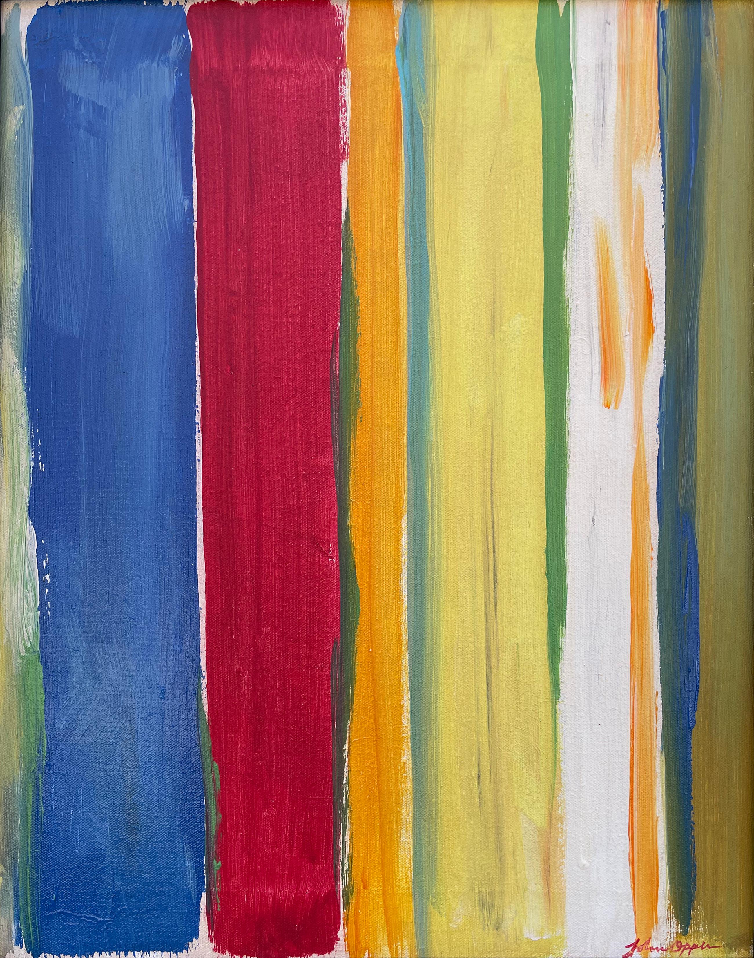 Untitled abstract blue, red & yellow oil painting, New York artist - Painting by John Opper